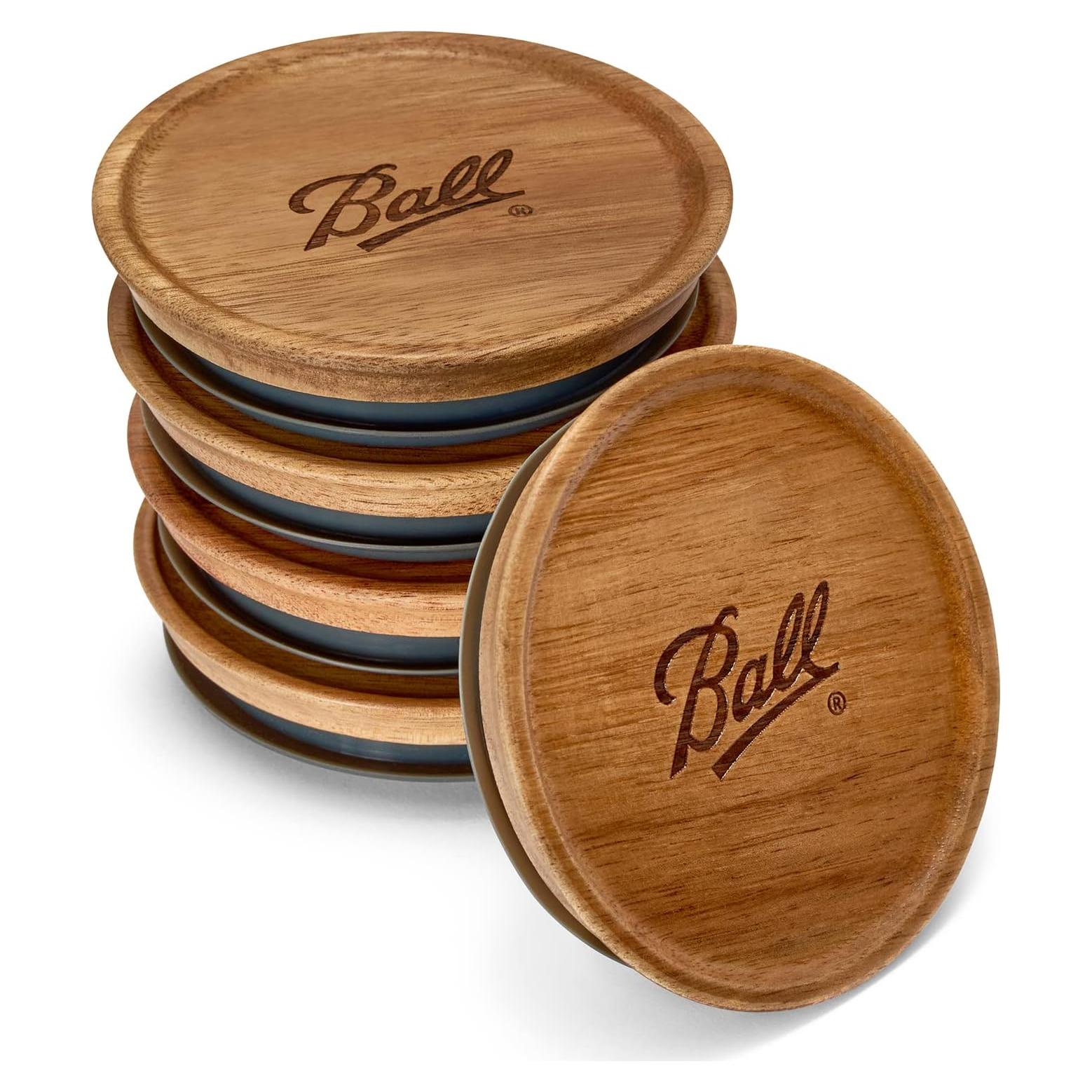 Tapa de Tarro Ball Boca Ancha - 5 Piezas Madera Acacia