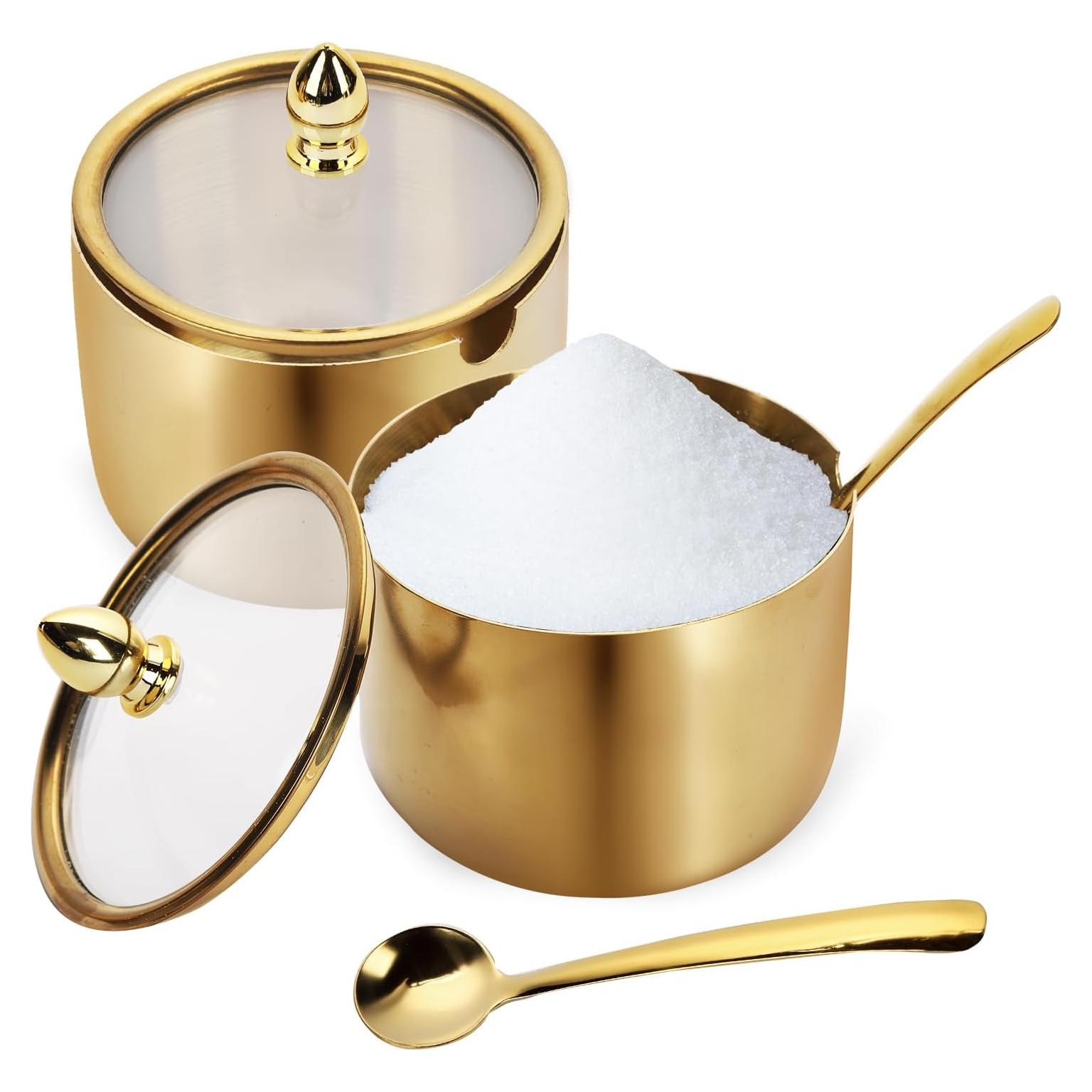 Juego de 2 Sazonadores de Acero Inoxidable Hewnda 300ml Oro