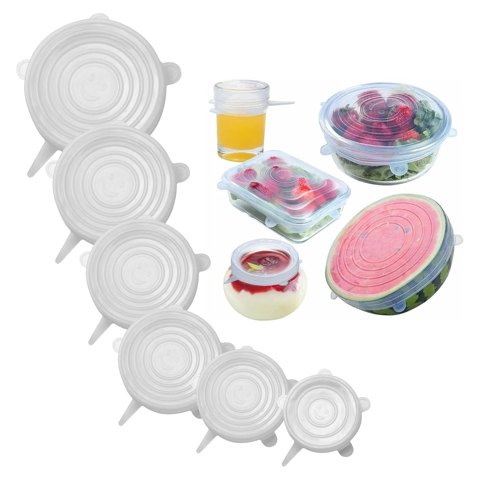 6 Tapas de Silicona Estirables Bntyok - Redondas, Reutilizables