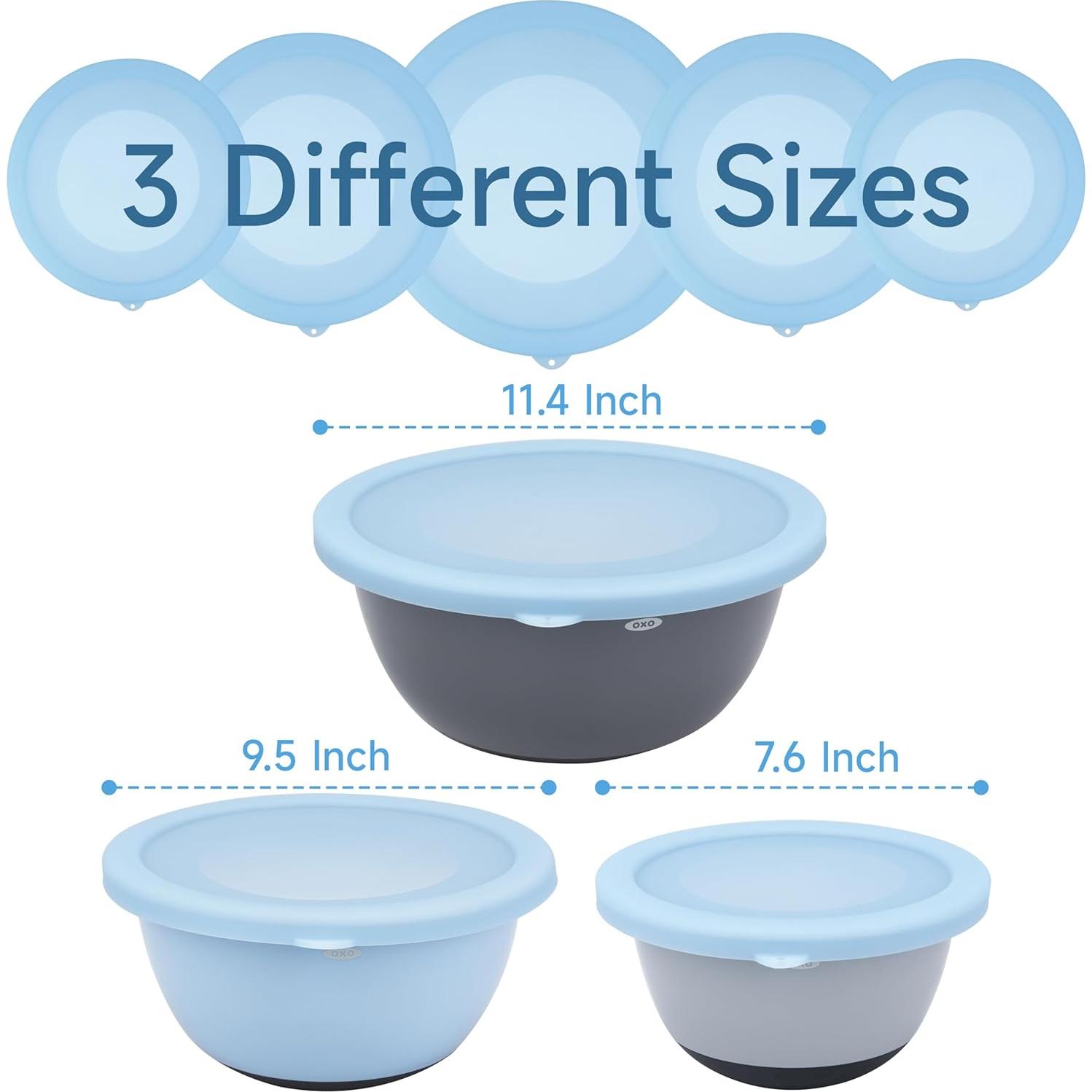 Paquete de 3 tapas de silicona Purekra para cuencos OXO