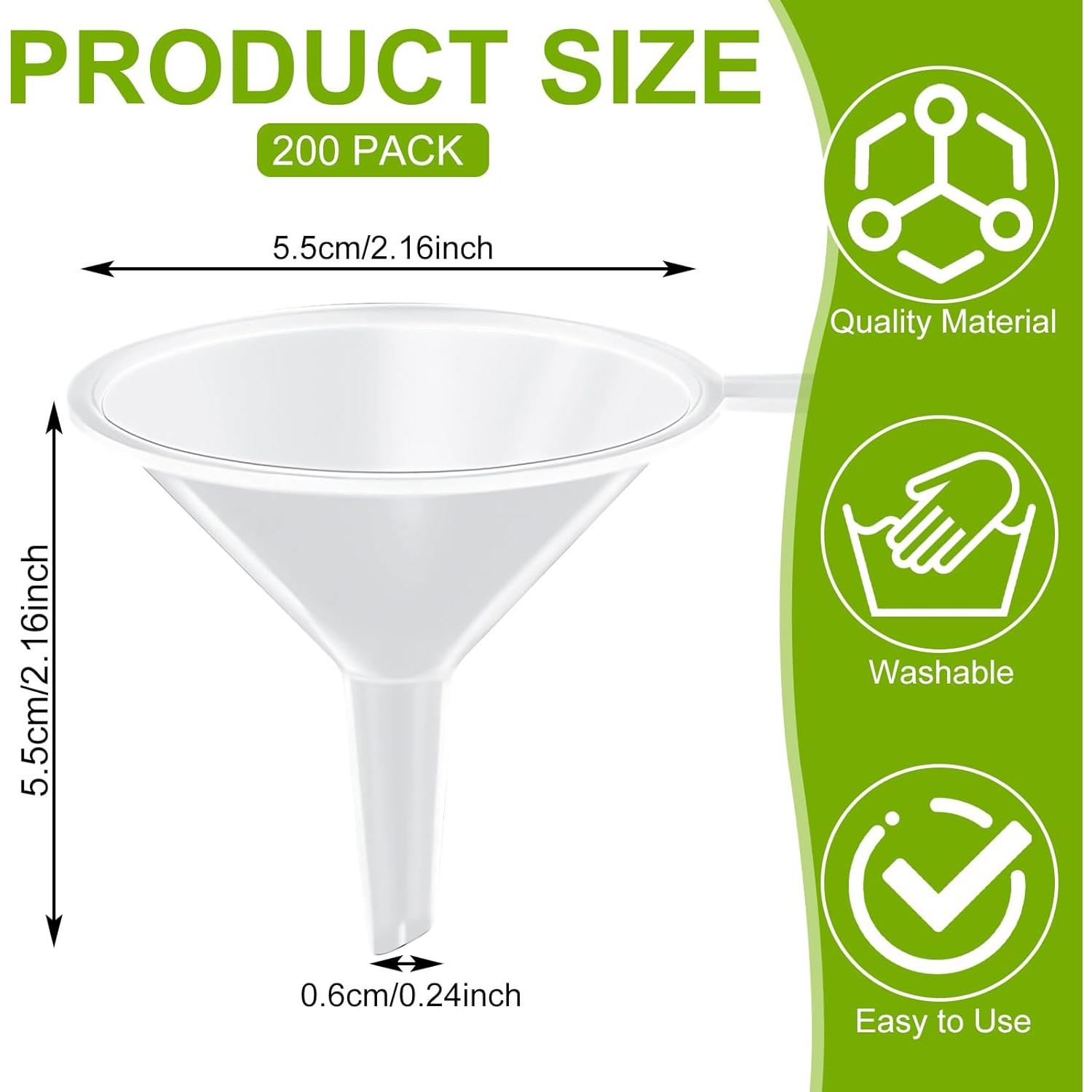 Paquete de 200 embudos de plástico CYEAH 5.49 cm para botellas