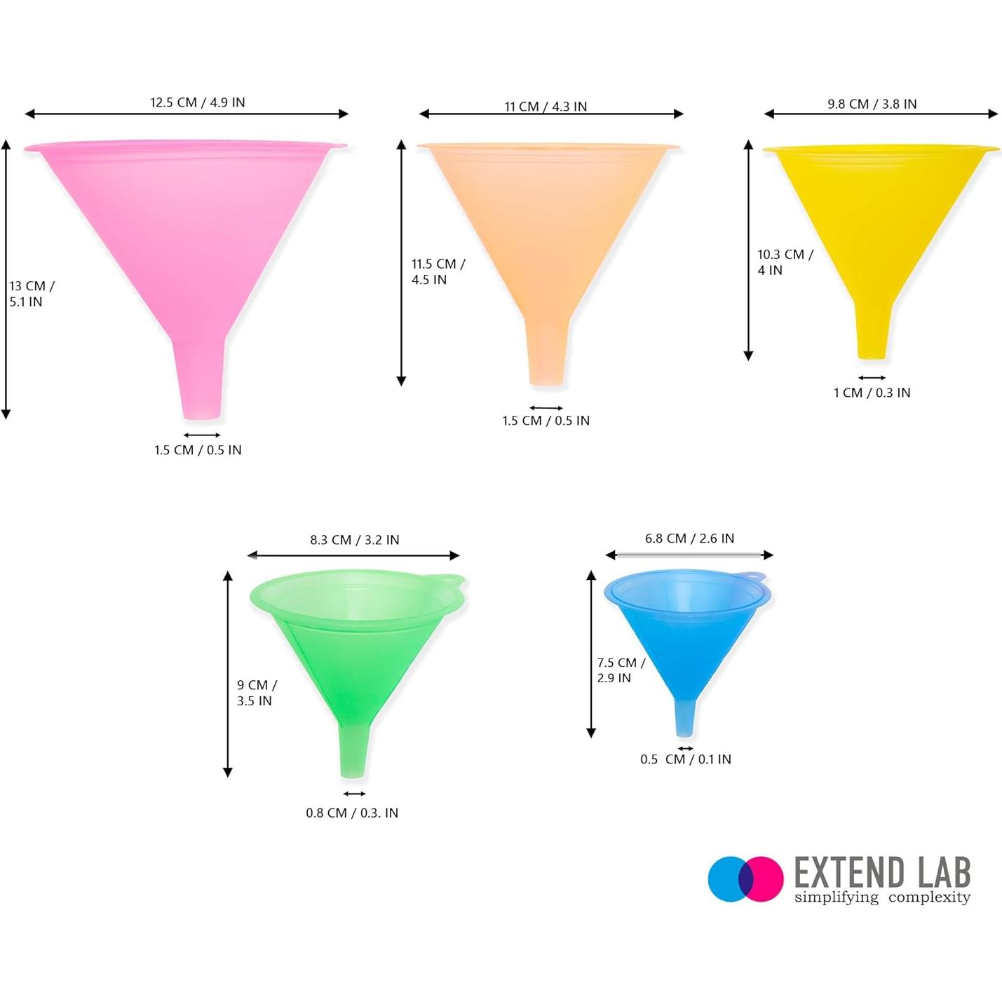 Set de 5 Embudos de Plástico Extend Lab - Grado Alimenticio