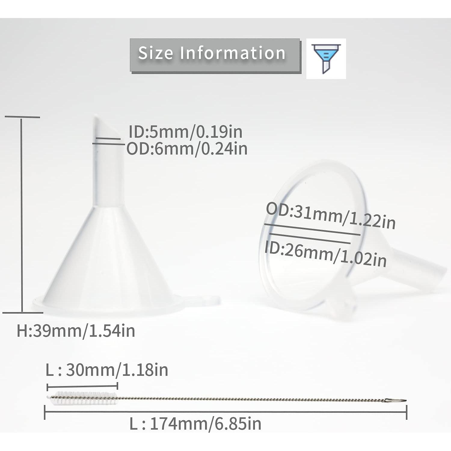 30 Embudos de Plástico Mini Agidea para Llenar Botellas