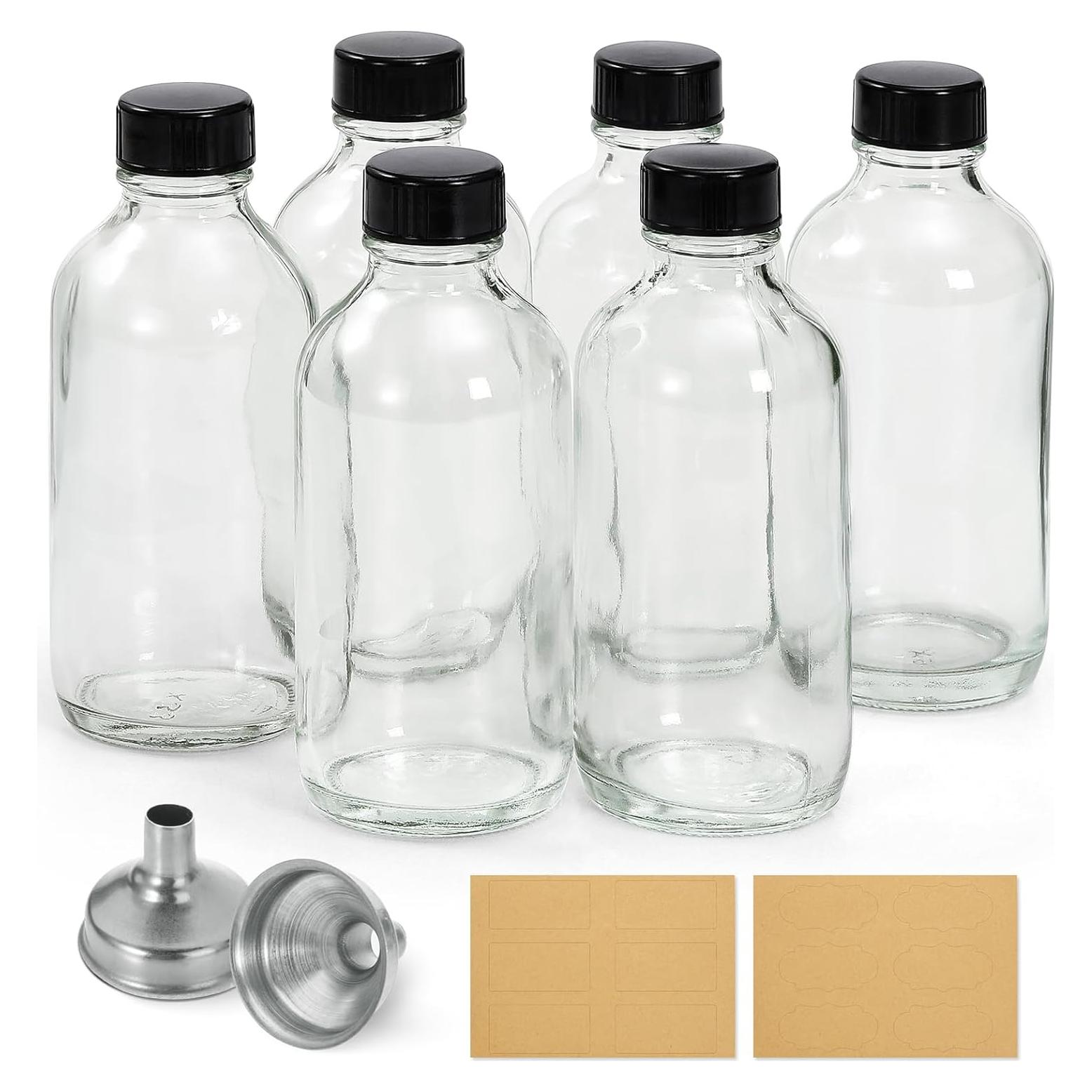 Paquete de 6 Botellas de Vidrio 120ml AOZITA con Tapas