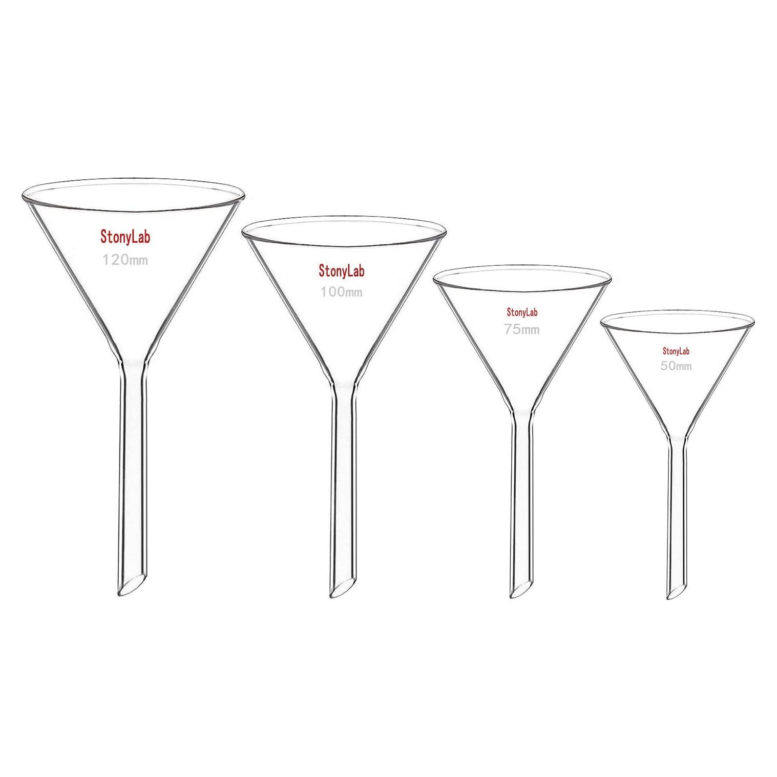 Set de embudos de vidrio StonyLab 4 piezas 50-120 mm