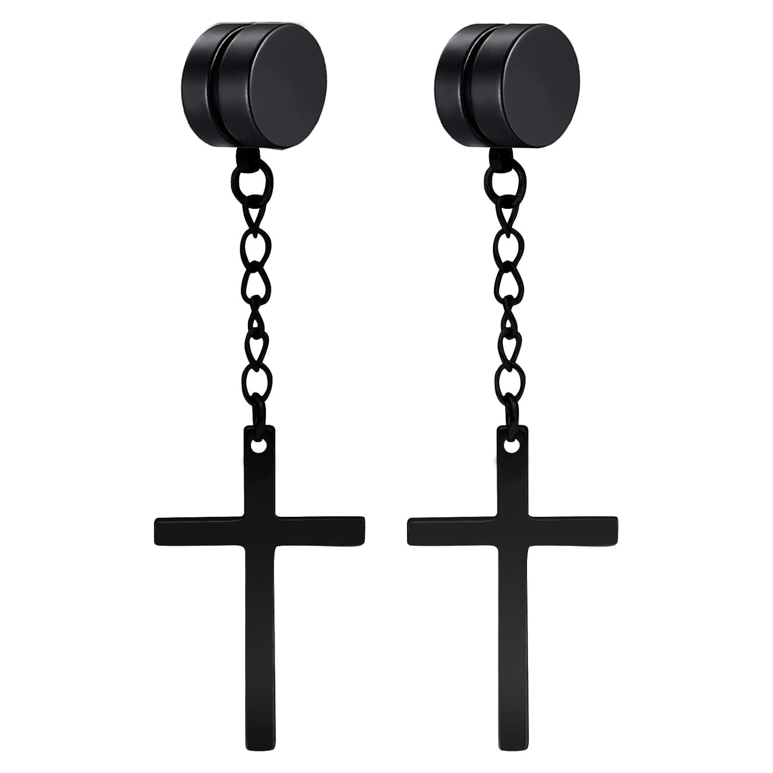 Pendientes Magnéticos Unisex NEWITIN Acero Inoxidable Cruz