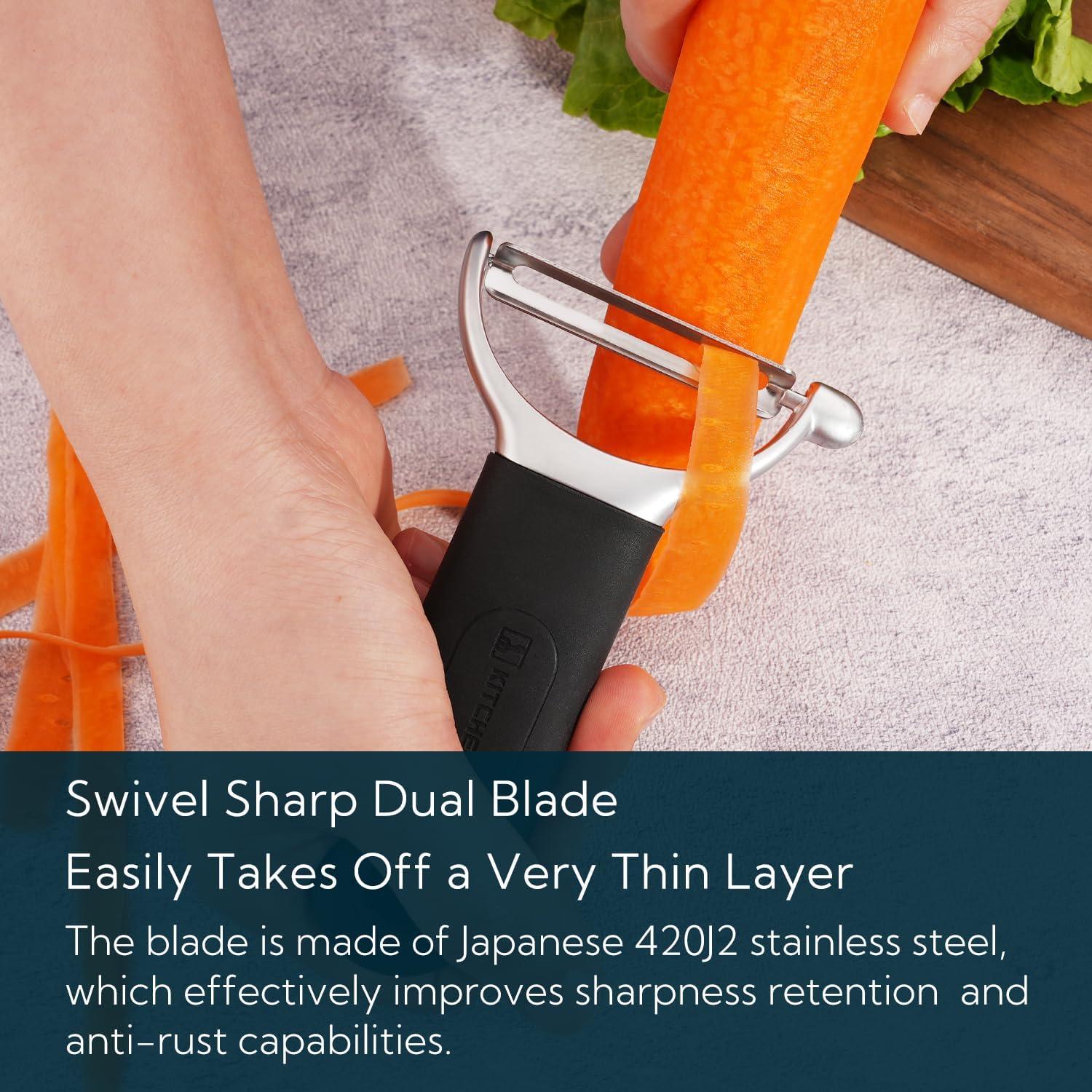 Pelador de Verduras KITCHENDAO Y-Peeler Acero Inoxidable Negro