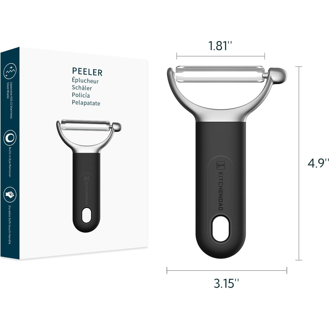 Pelador de Verduras KITCHENDAO Y-Peeler Acero Inoxidable Negro