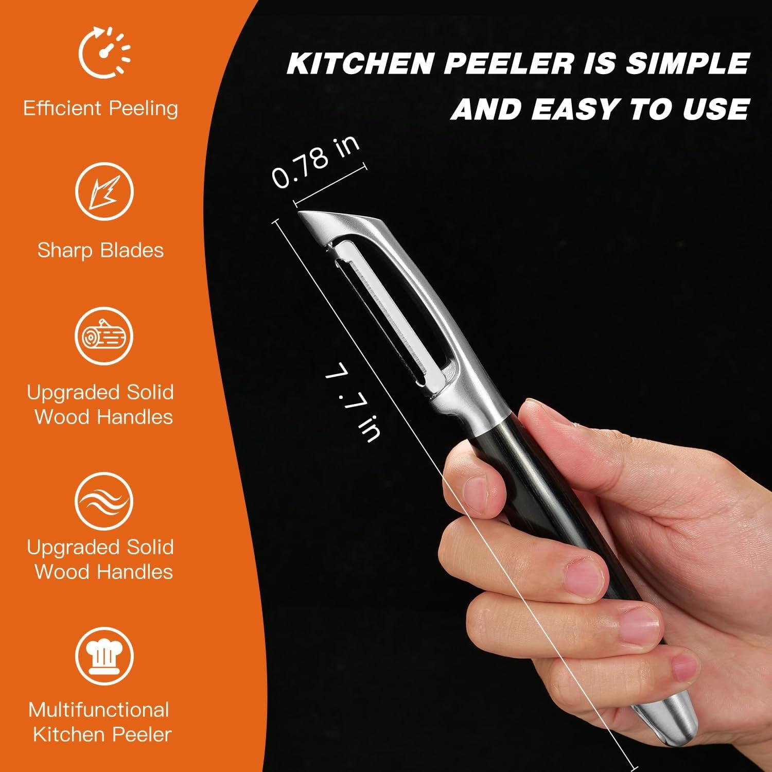 Pelador de Cocina KULUNER Acero Inoxidable 304 Mango de Madera