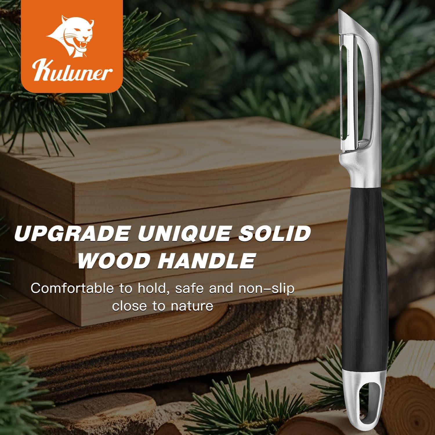Pelador de Cocina KULUNER Acero Inoxidable 304 Mango de Madera
