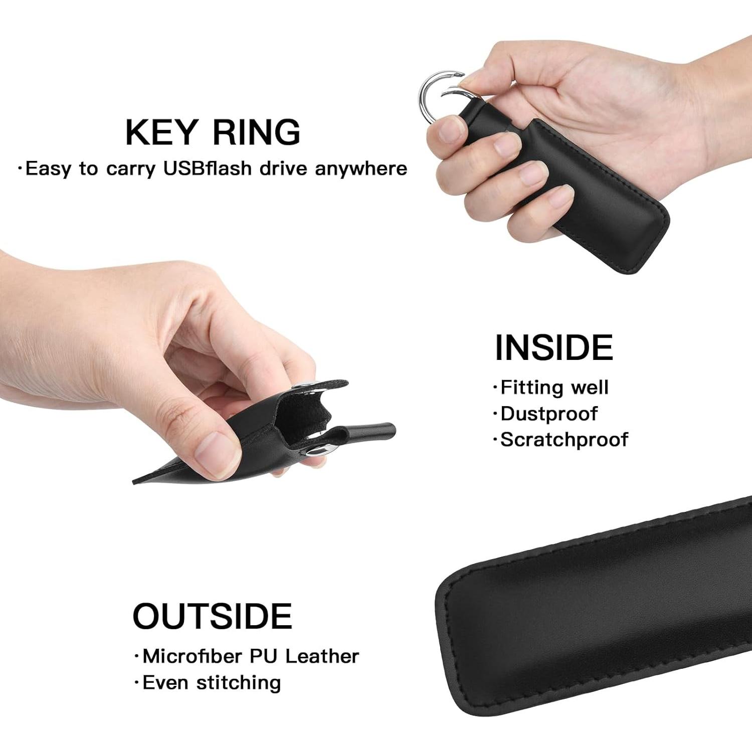 Funda USB CaSZLUTION de Cuero Microfibra Negra