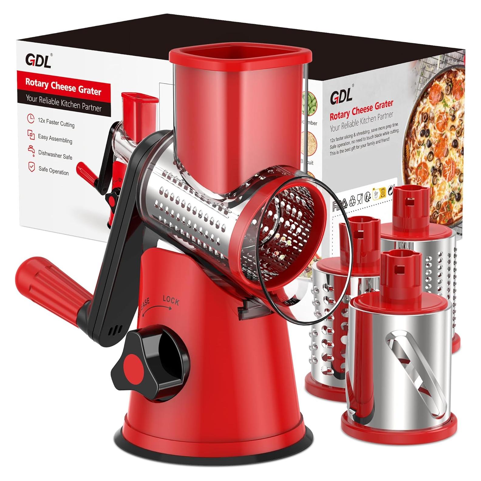 Rallador de Queso Rotativo GDL con 3 Cuchillas de Acero Inoxidable