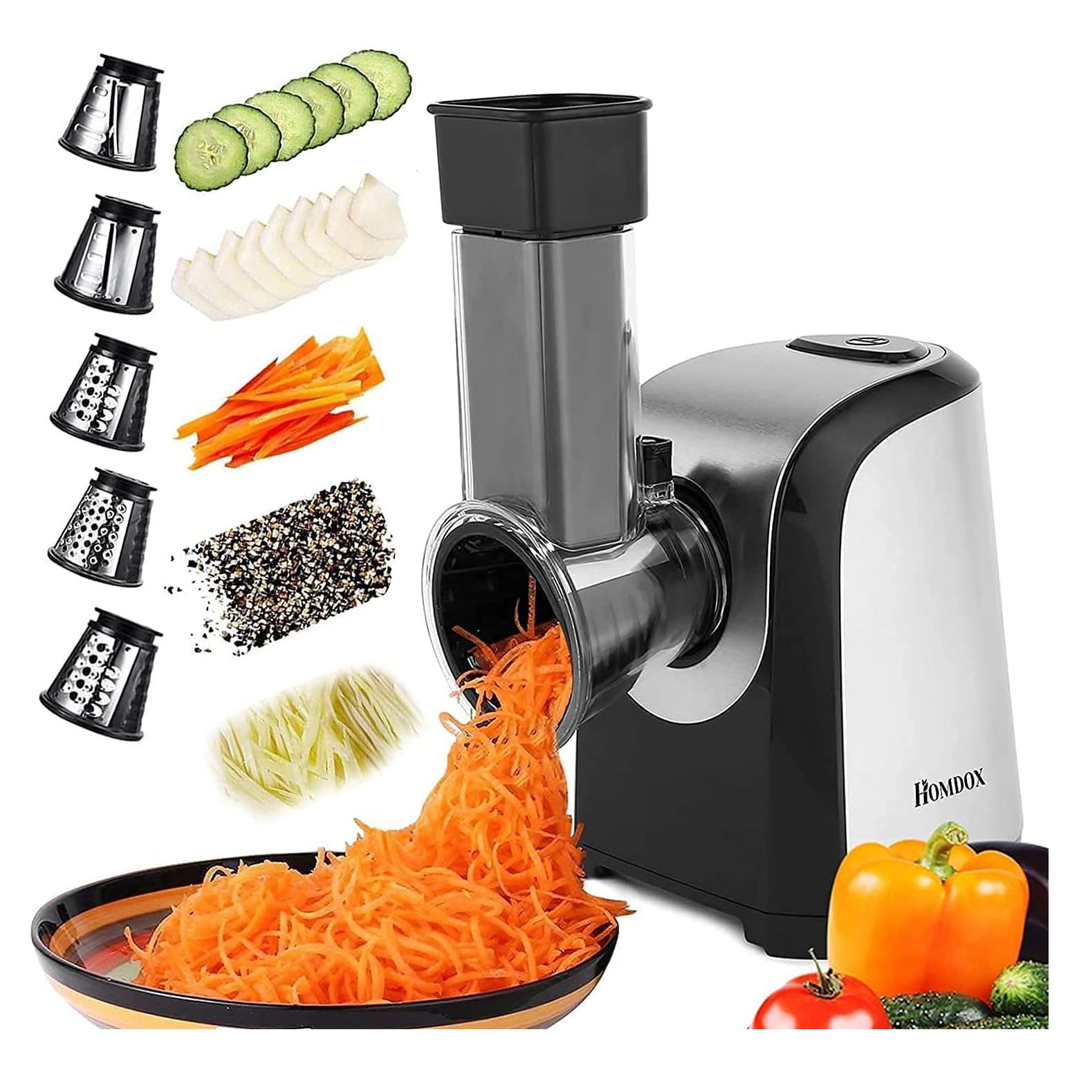 Rallador Eléctrico Profesional Homdox 150W 5 en 1 para Verduras