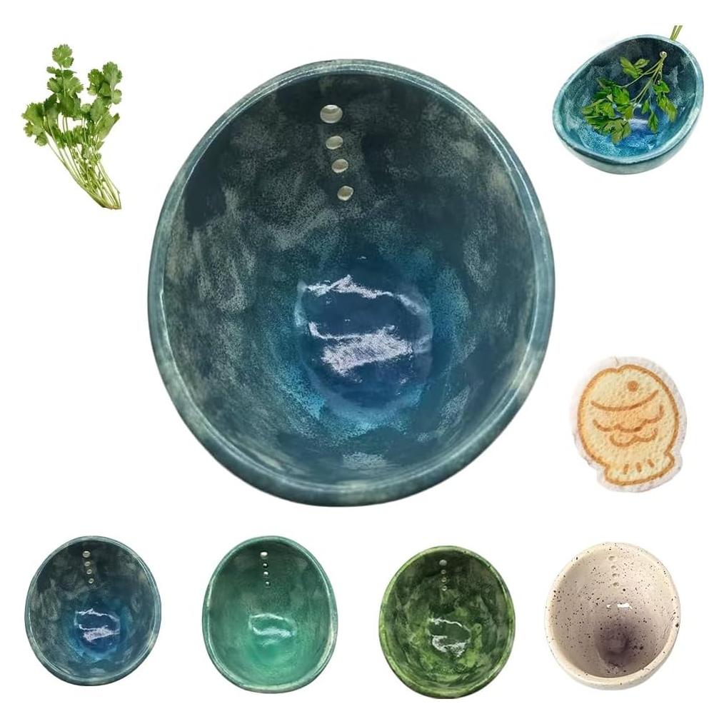 Tazón Deshojador de Hierbas Cerámico Hugimpel, 10cm, Apto Microondas