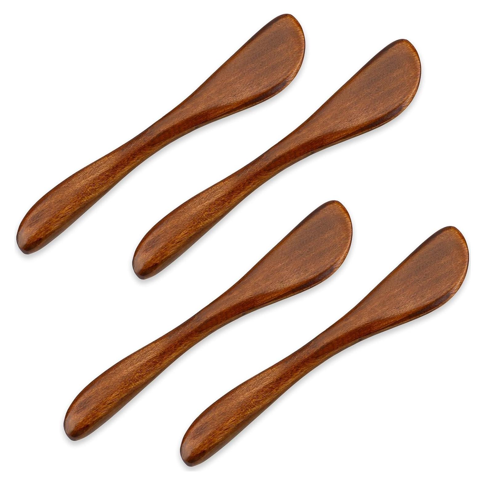 4 Cuchillos de Madera para Mantequilla Hariendny 15 cm