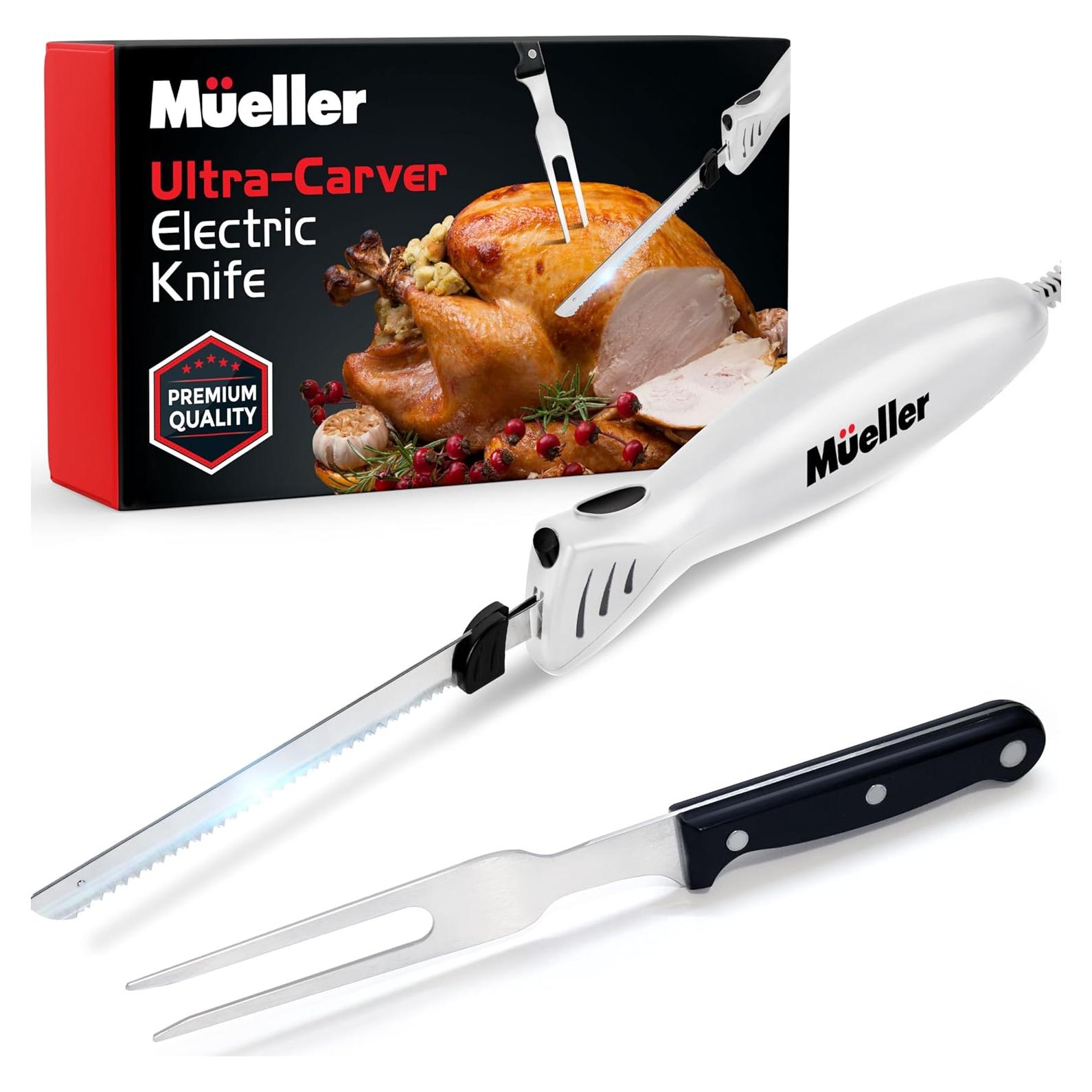 Cuchillo Eléctrico Mueller EK-370WH 100W con Tenedor y Cuchillas