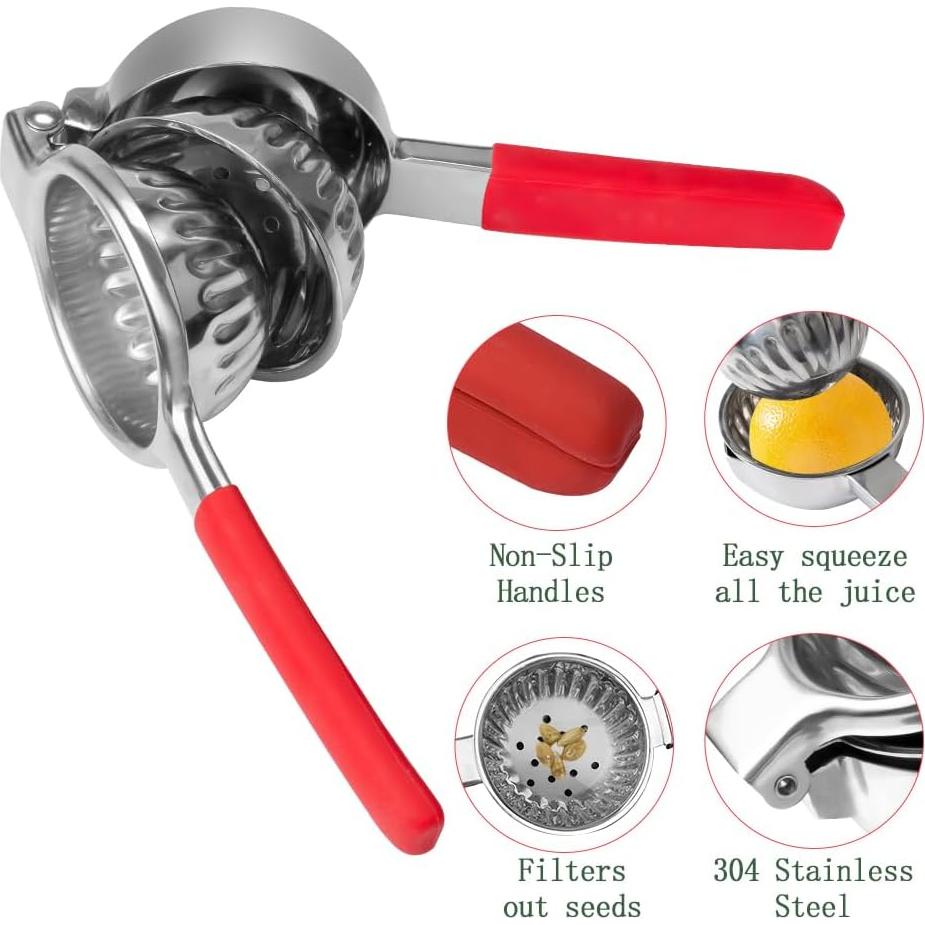 Exprimidor Manual de Limón Acero Inoxidable EBUTY 0.5L Rojo