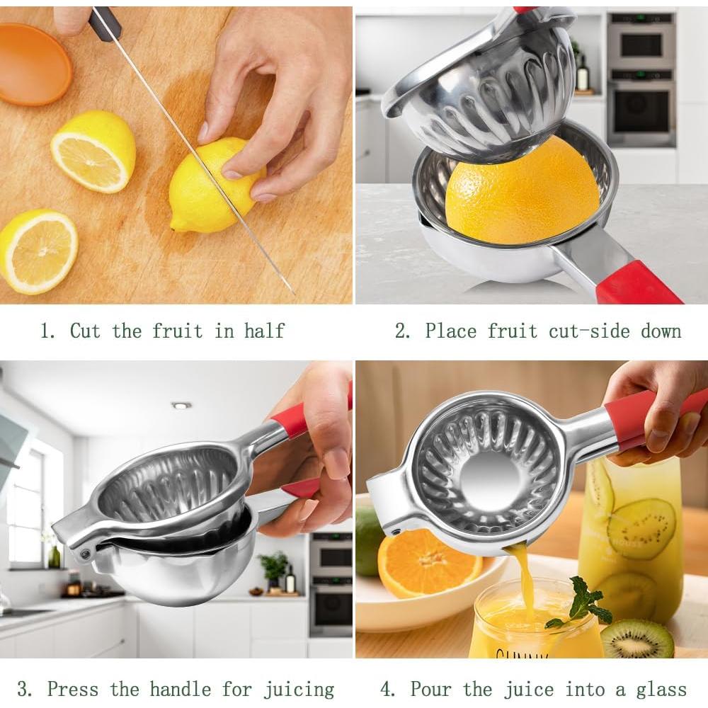 Exprimidor Manual de Limón Acero Inoxidable EBUTY 0.5L Rojo