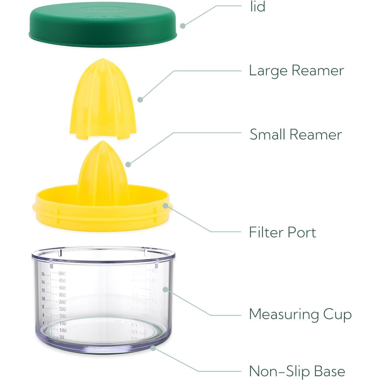 Exprimidor Manual KITCHENDAO 2 en 1 con Tapa 500 ml