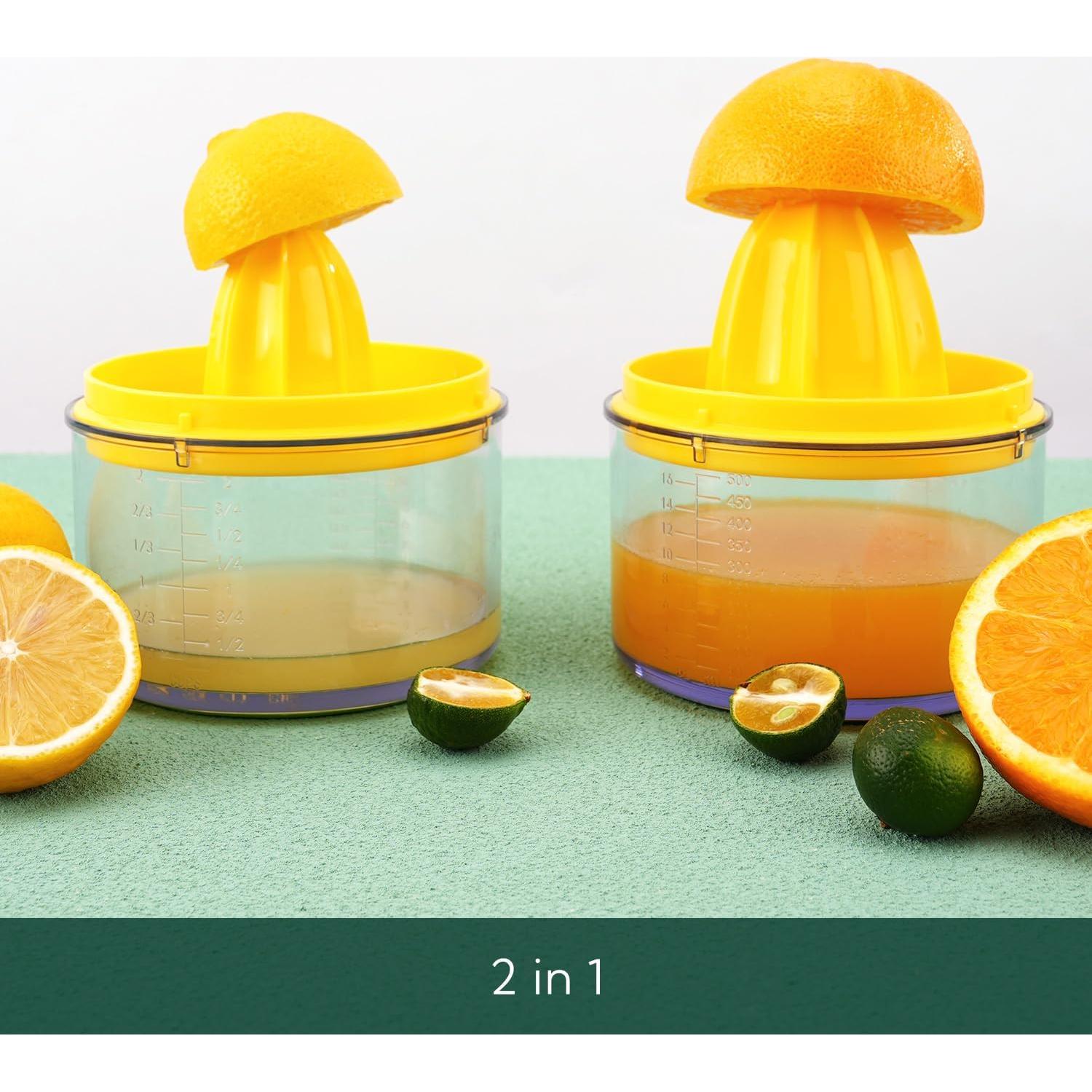 Exprimidor Manual KITCHENDAO 2 en 1 con Tapa 500 ml