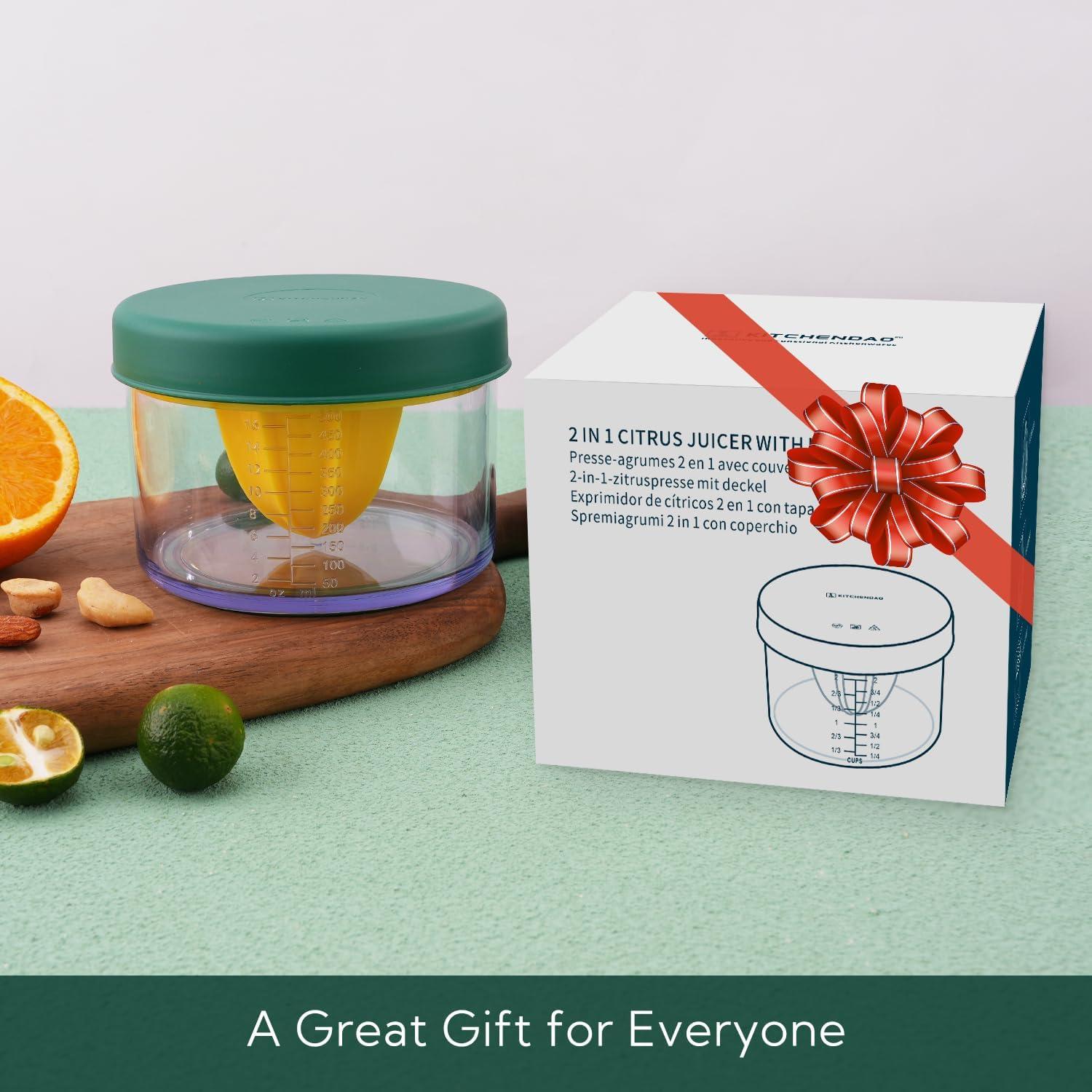 Exprimidor Manual KITCHENDAO 2 en 1 con Tapa 500 ml