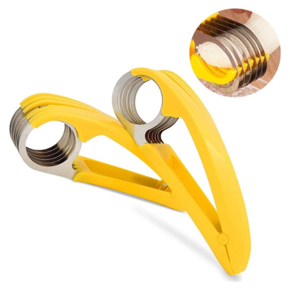 Cortador de Plátano Genérico 2 Pcs Acero Inoxidable Amarillo