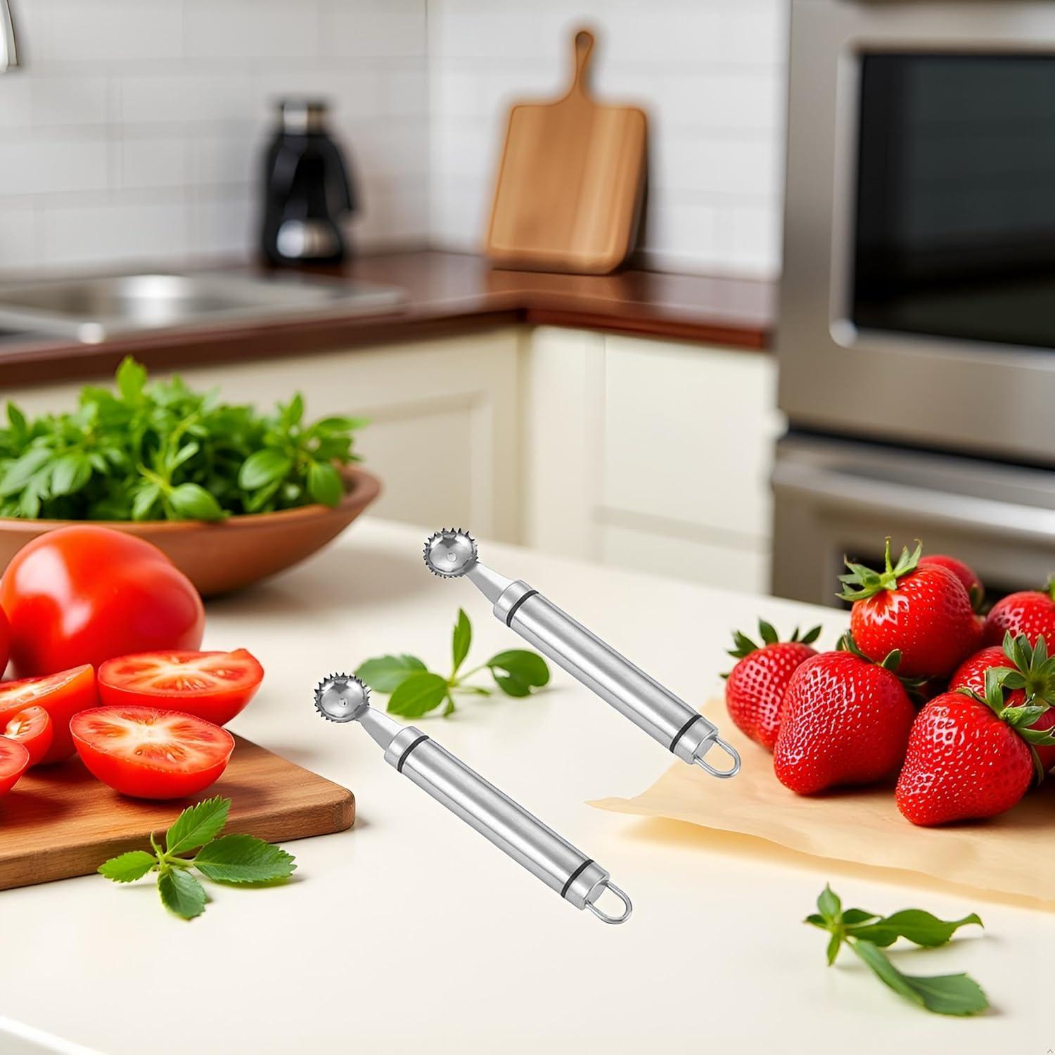 Juego de 2 Hullers de Acero Inoxidable Xinjincang para Frutas