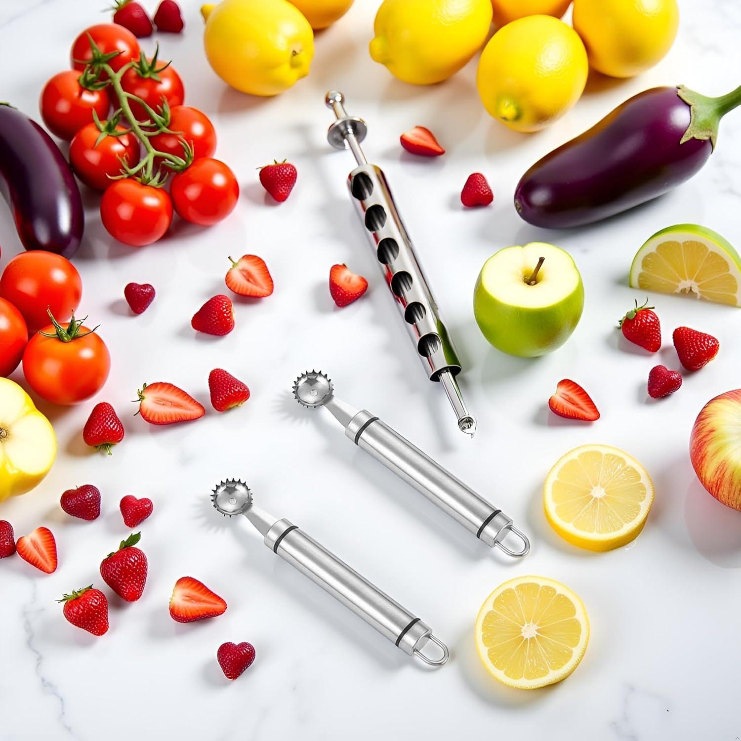 Juego de 2 Hullers de Acero Inoxidable Xinjincang para Frutas