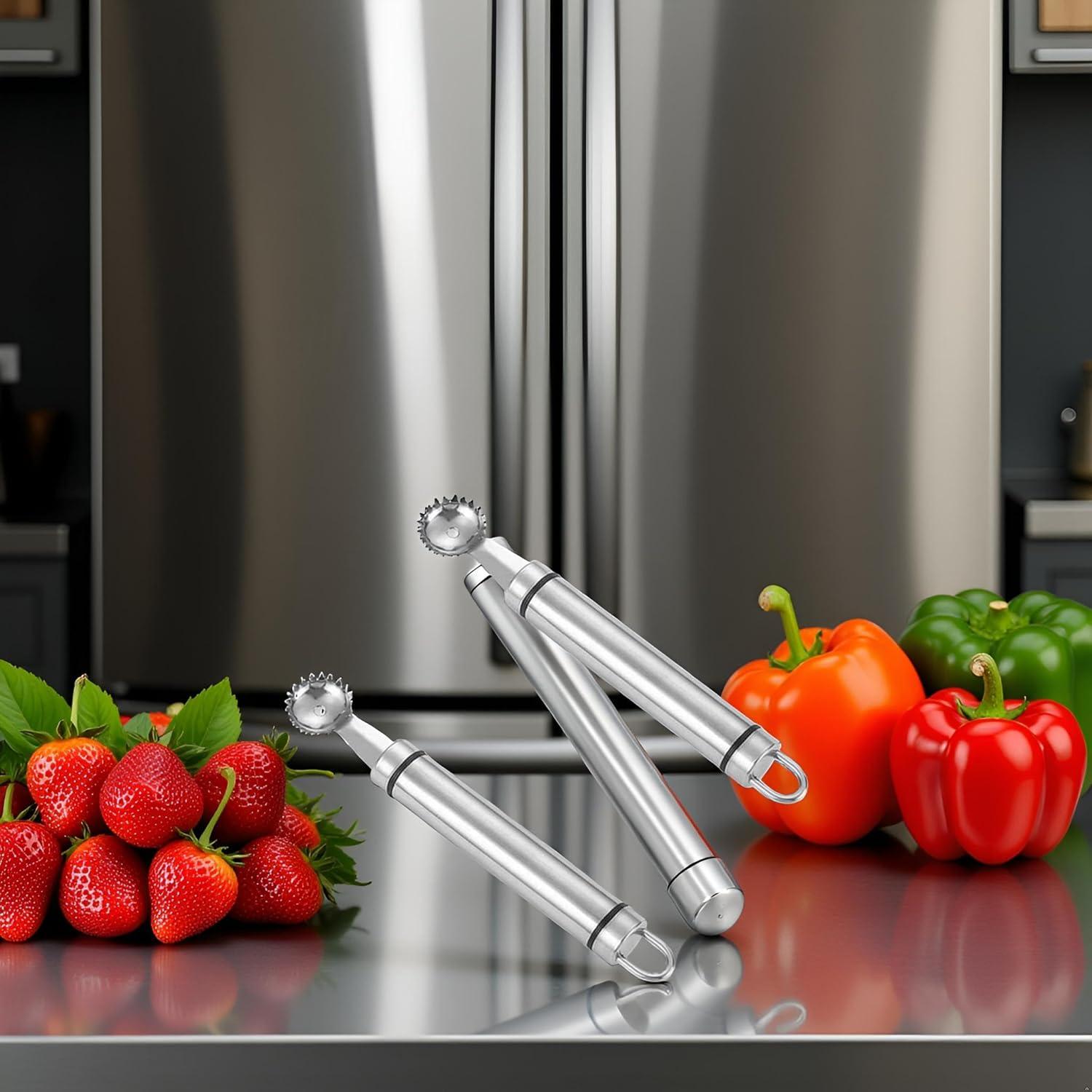 Juego de 2 Hullers de Acero Inoxidable Xinjincang para Frutas