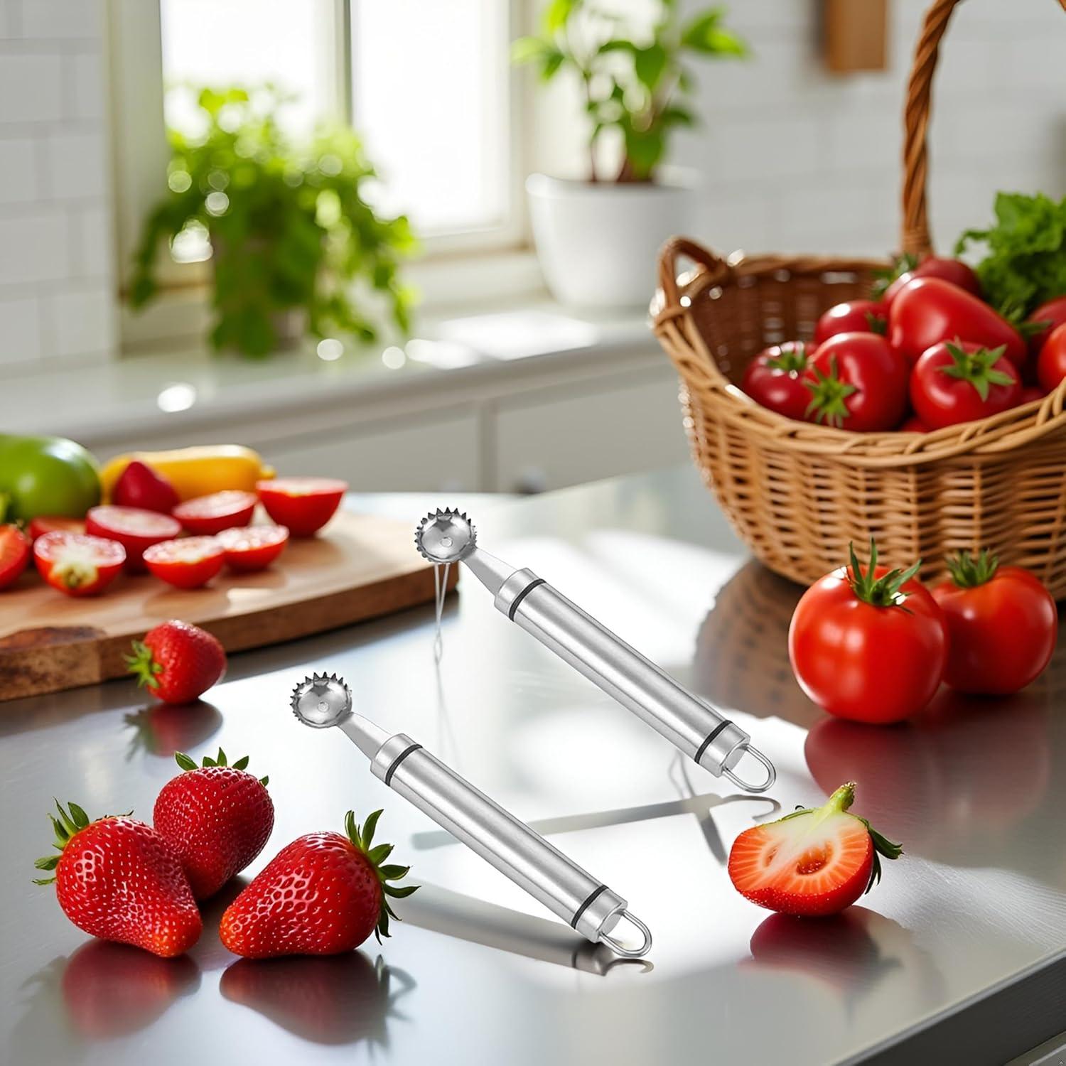 Juego de 2 Hullers de Acero Inoxidable Xinjincang para Frutas