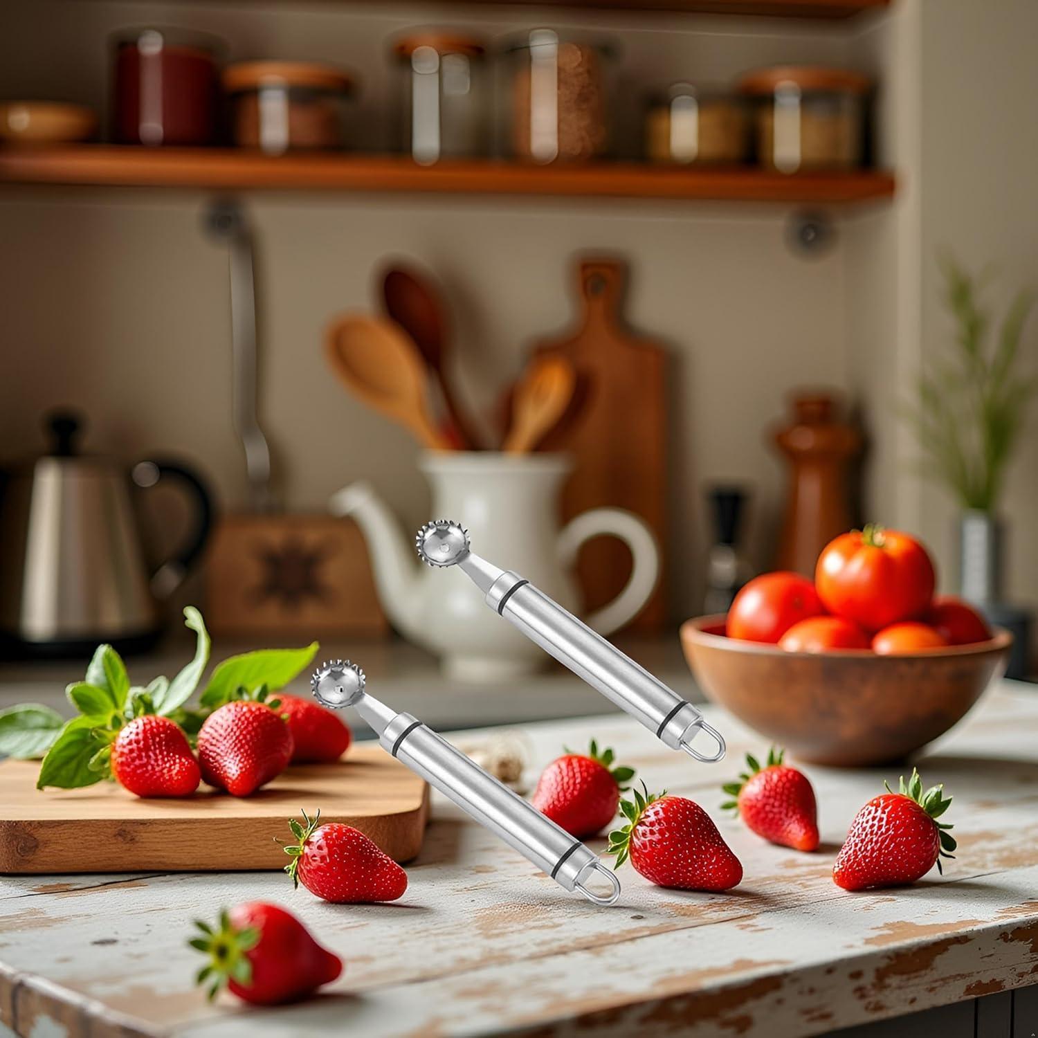 Juego de 2 Hullers de Acero Inoxidable Xinjincang para Frutas