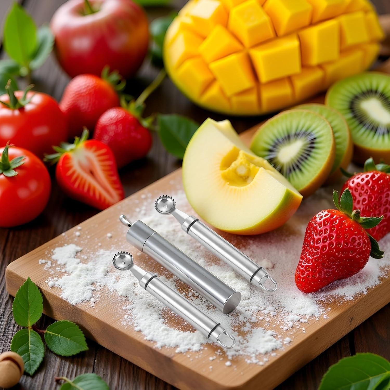 Juego de 2 Hullers de Acero Inoxidable Xinjincang para Frutas