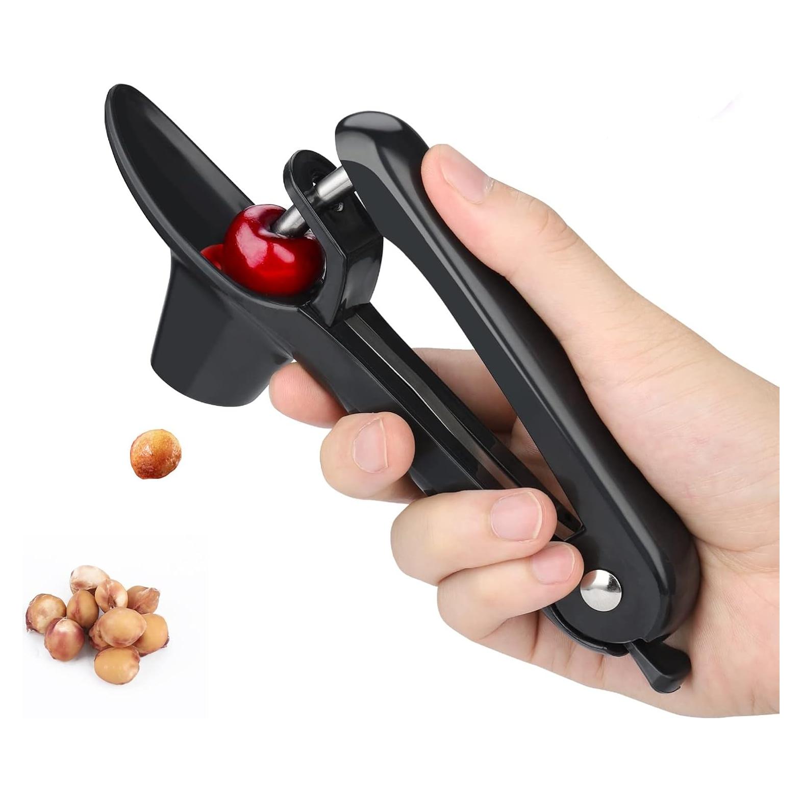 Deshuesador de Cerezas Firjuty Negro, Acero Inoxidable, 17x12x3 cm