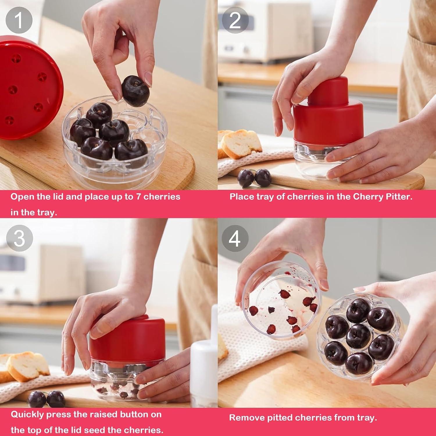 Deshuesadora de Cerezas UnisonPet Roja, 7 Huecos, Fácil Limpieza