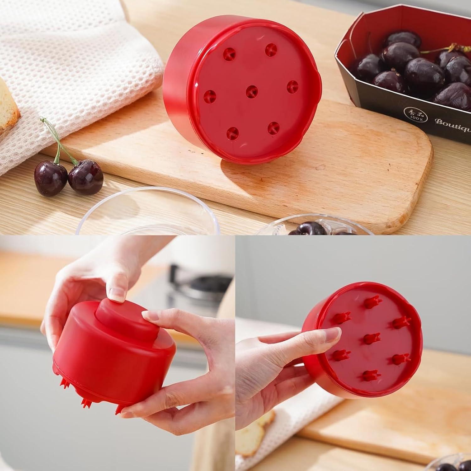 Deshuesadora de Cerezas UnisonPet Roja, 7 Huecos, Fácil Limpieza