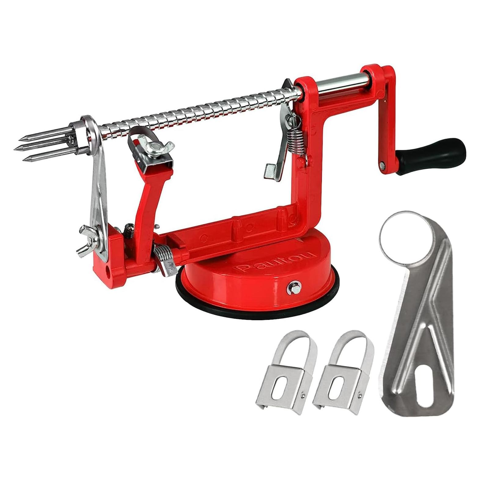 Pelador de Manzanas 3 en 1 Pautou Acero Inoxidable Rojo
