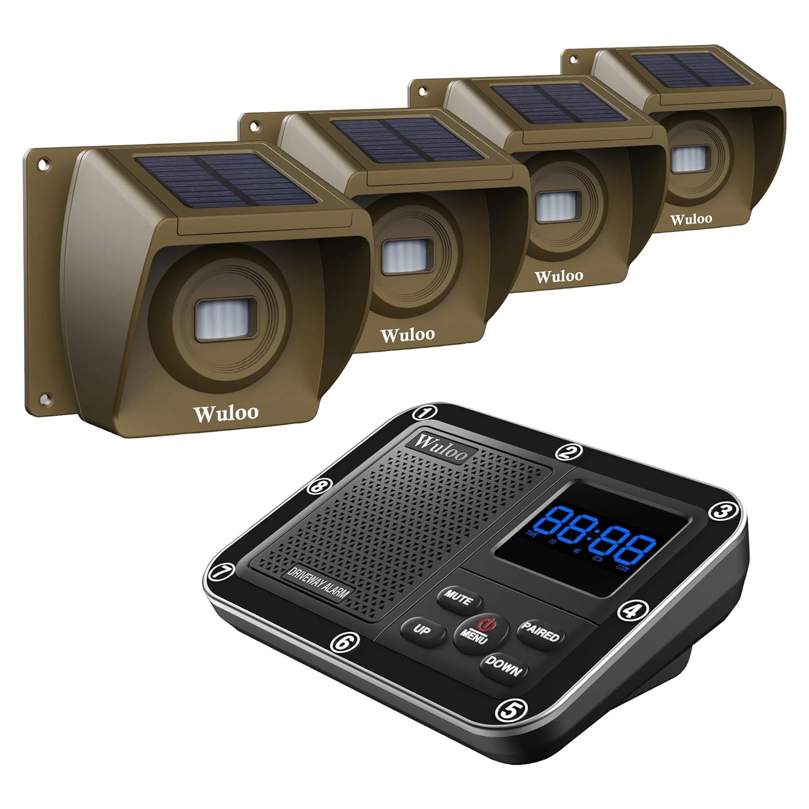 Alarma Solar Inalámbrica Wuloo con 4 Sensores y Receptor