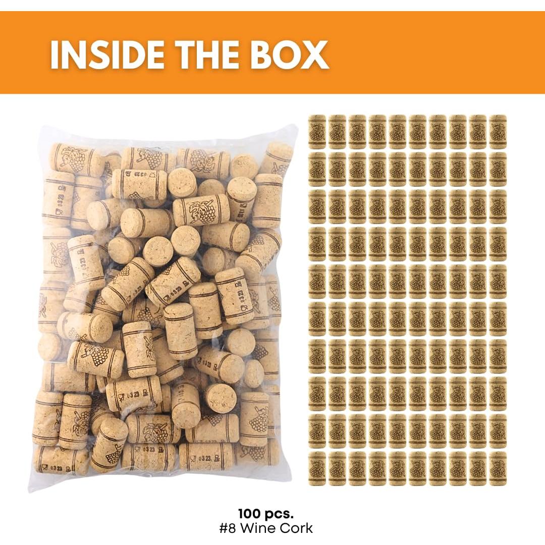 Bolsa de 100 Tapones de Corcho #8 FastRack para Vino Beige