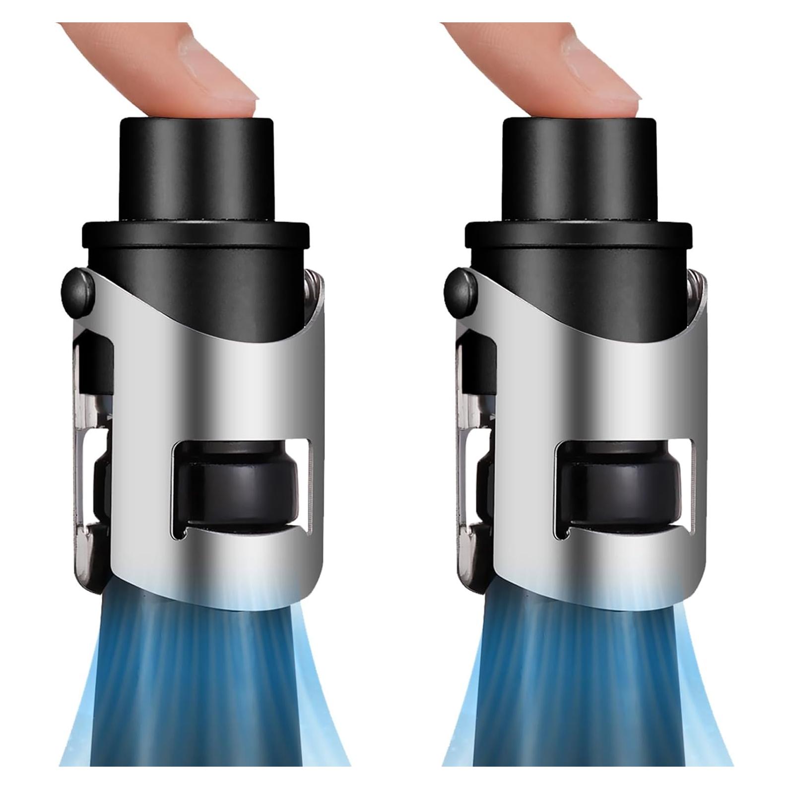 Tapones de Champagne HYZ con Bomba - Set de 2, Acero Inoxidable