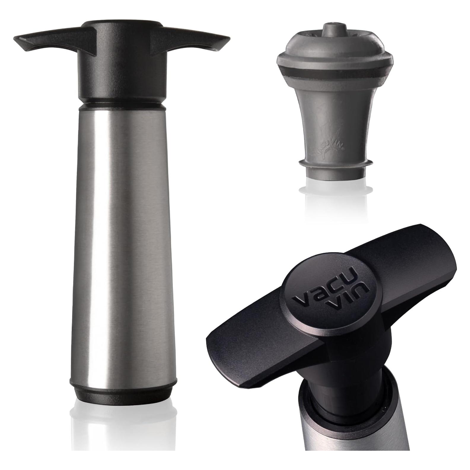 Bomba de Vacío Vacu Vin Acero Inoxidable con 2 Tapones