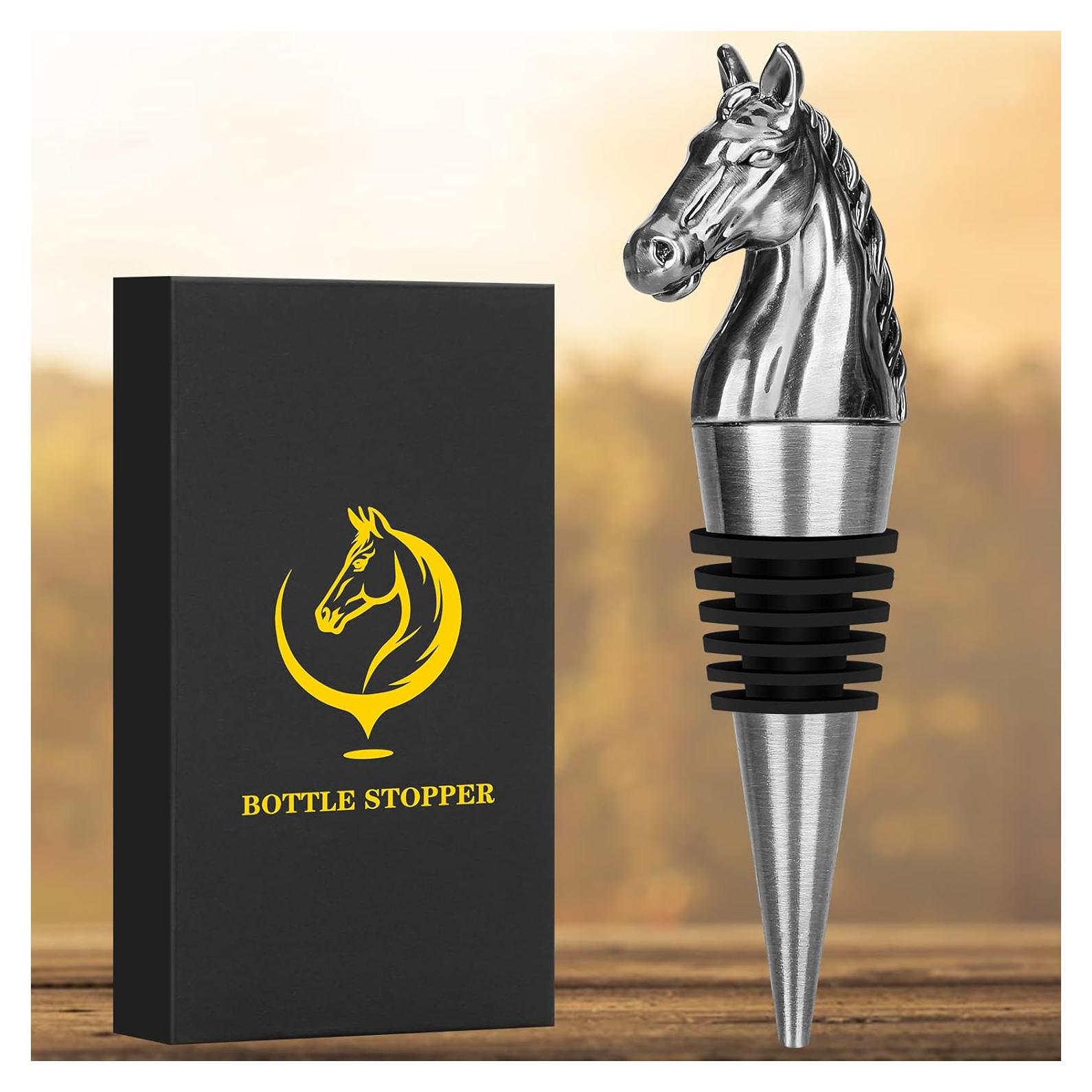 Tapón de Vino Cabeza de Caballo LULLEA - Plata Oscura con Caja