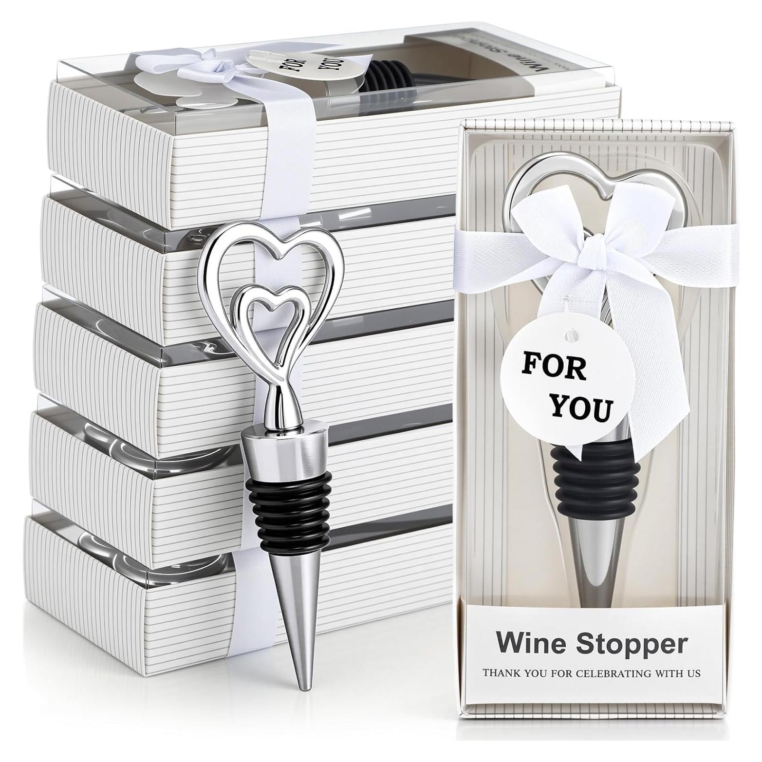 30 Tapones de Vino Corazón Plateado Ferraycle para Bodas