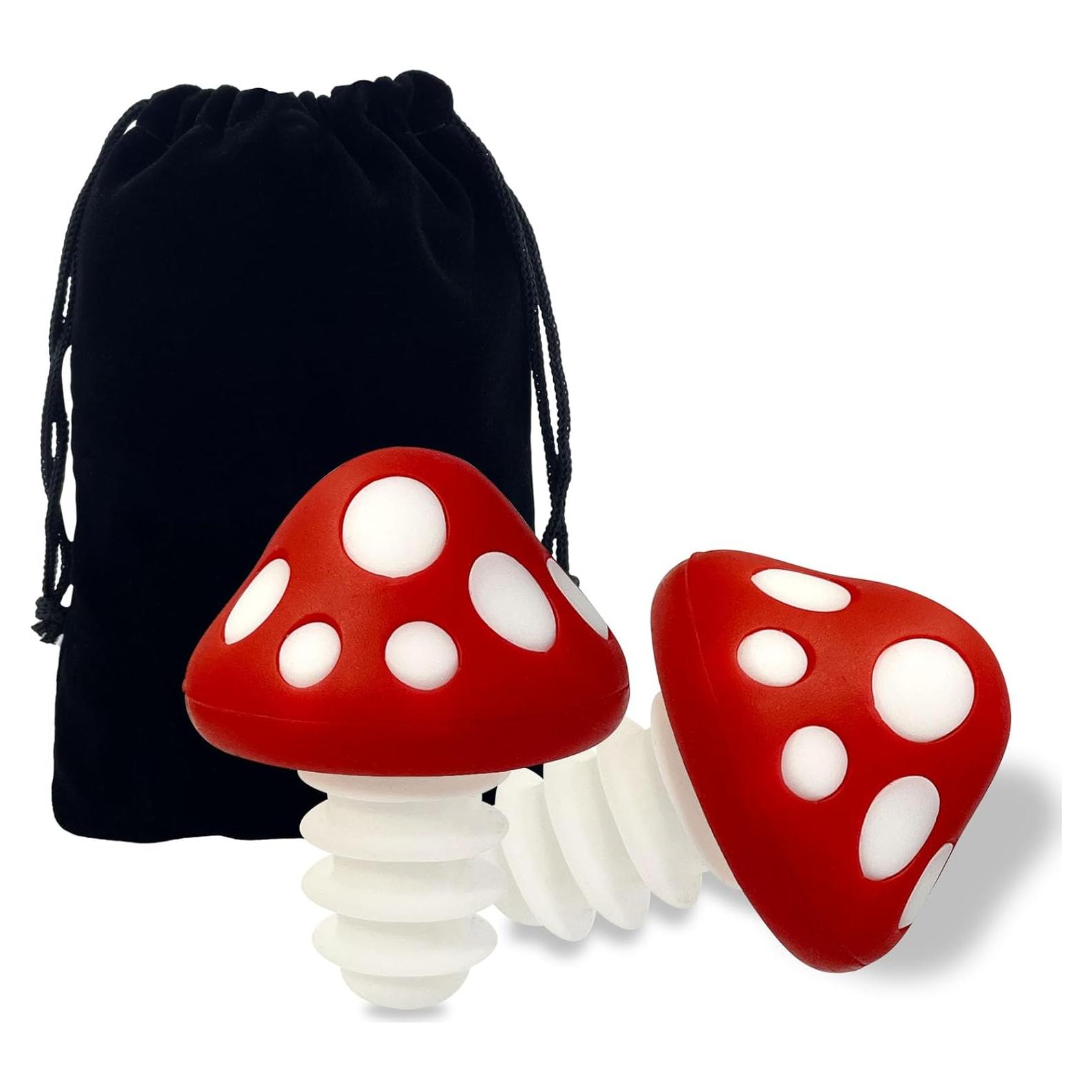 Tapones de Vino de Champiñón Rojo - Set de 2 Accesorios de Cocina