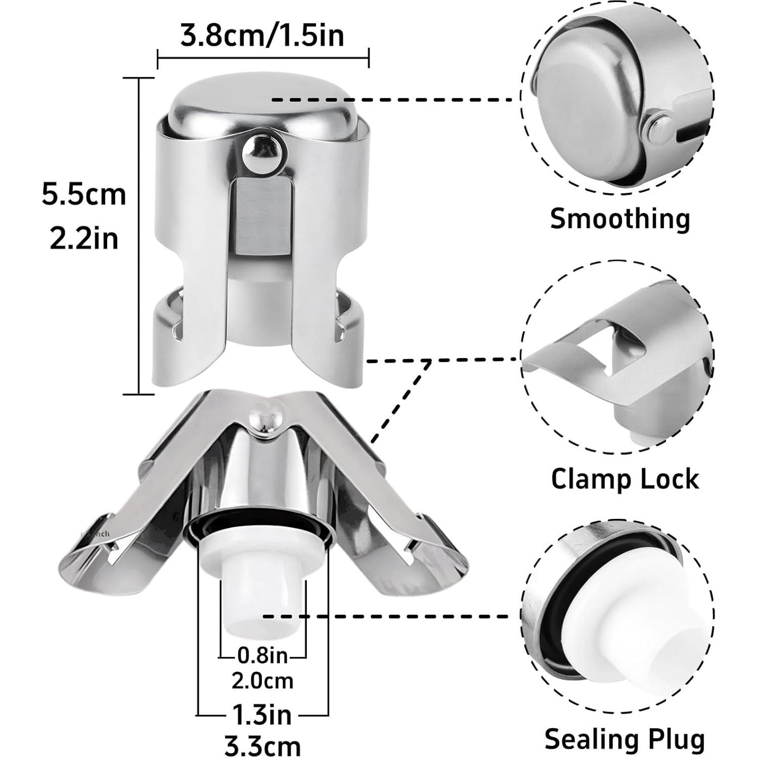Tapones de Champagne BovcTrraann Acero Inoxidable 2Pack