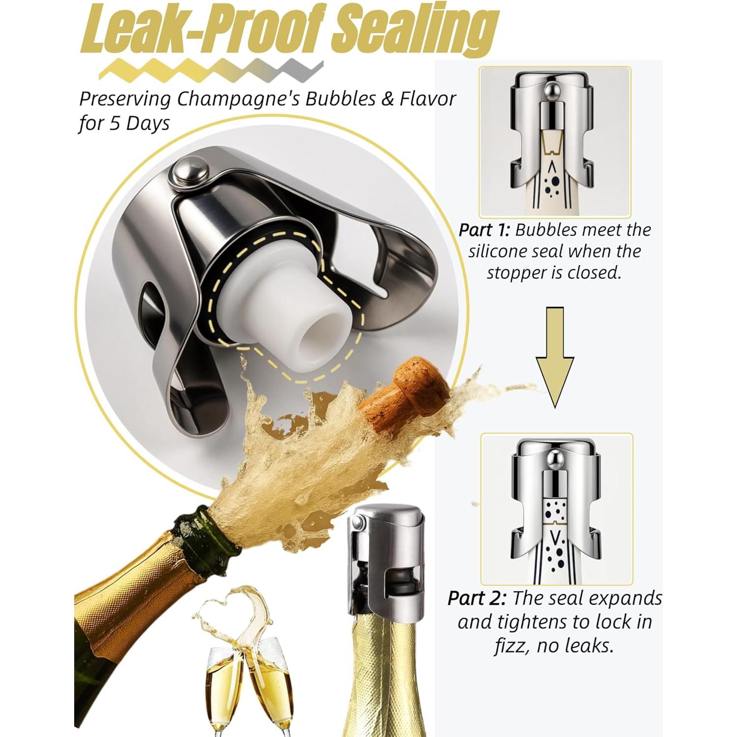 Tapones de Champagne BovcTrraann Acero Inoxidable 2Pack