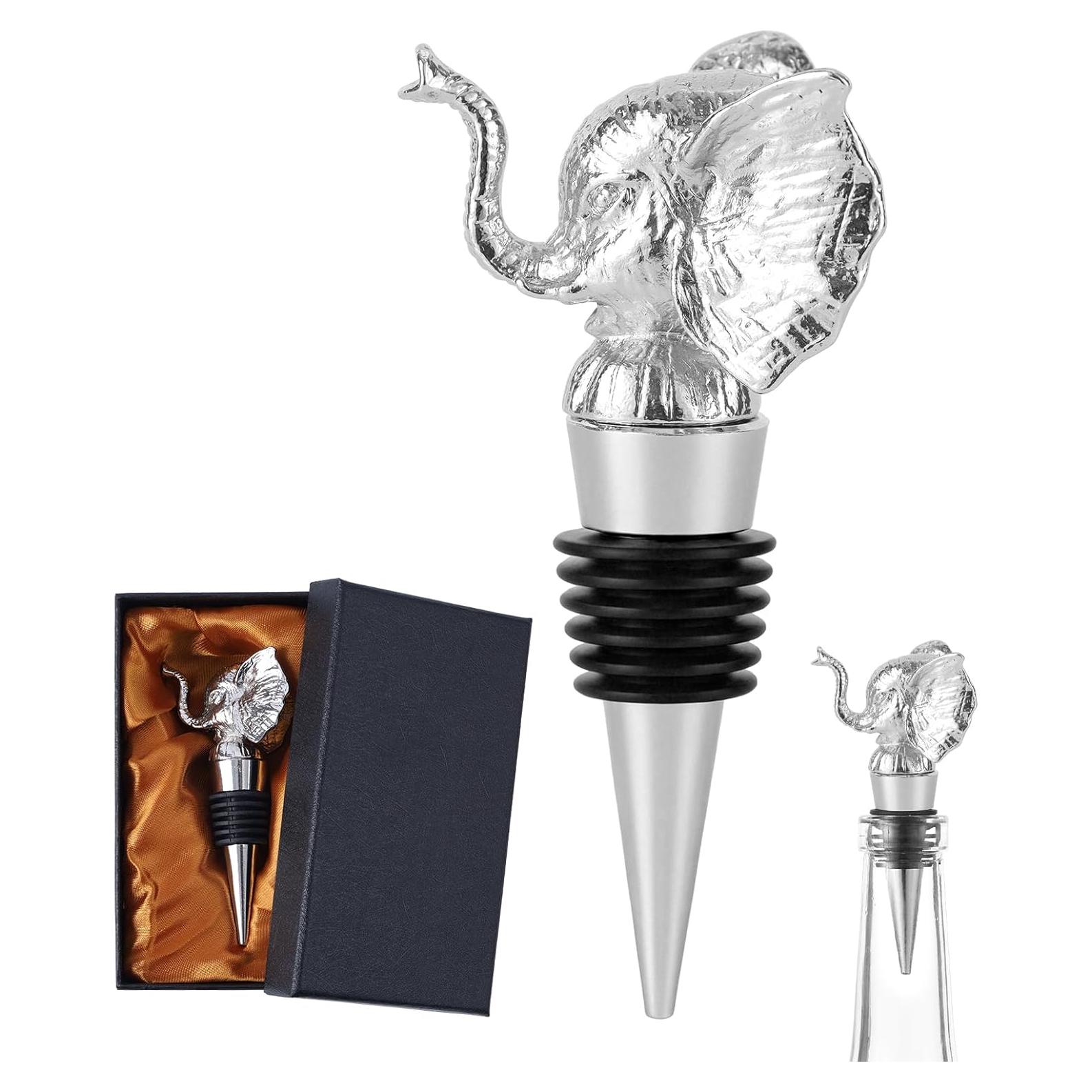 Tapones de Vino Herseme Elefante Plateado - 4 Piezas