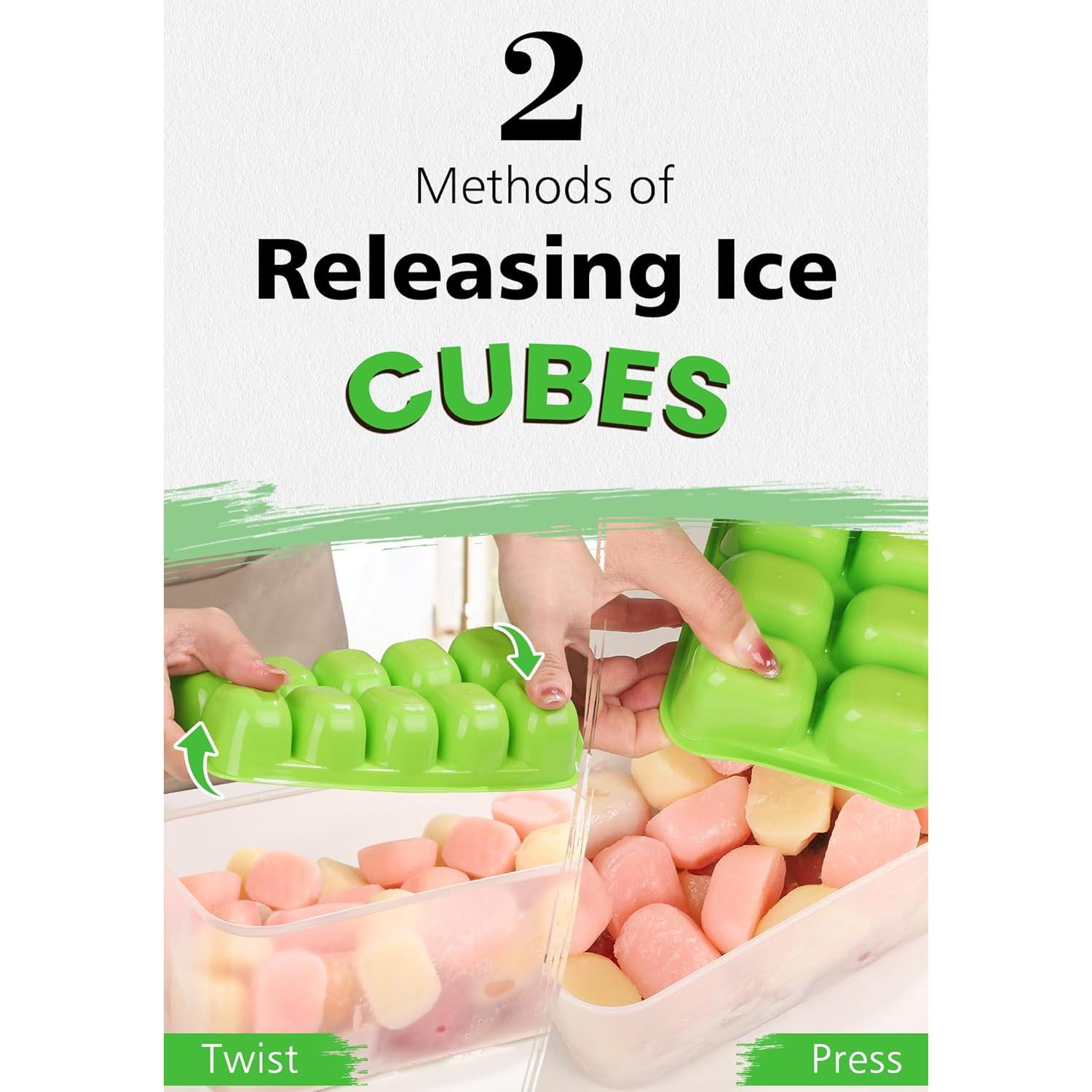 Bandeja de Hielo DOQAUS con Tapa y Contenedor - 4 Piezas