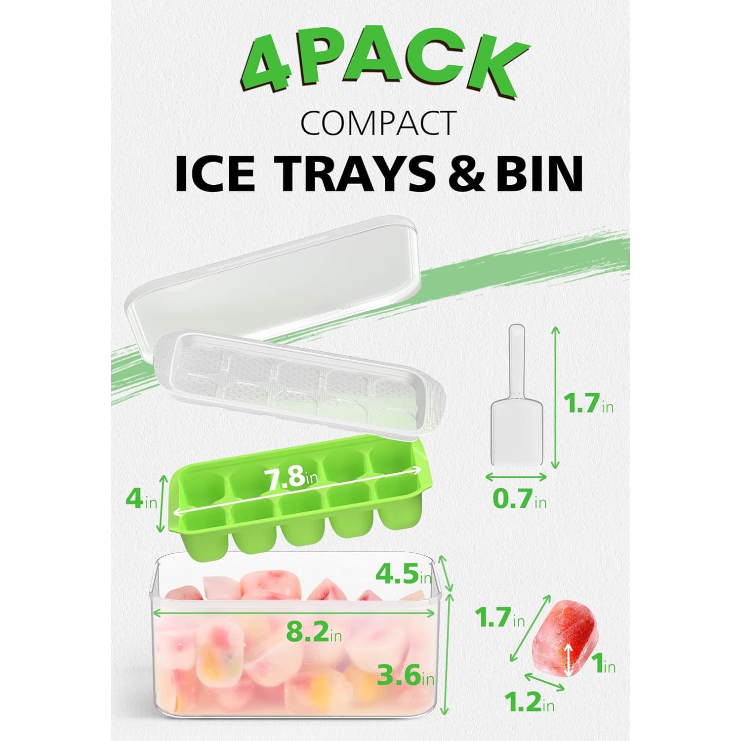 Bandeja de Hielo DOQAUS con Tapa y Contenedor - 4 Piezas