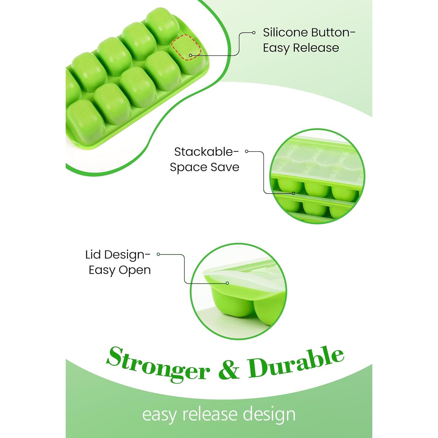 Bandeja de Hielo DOQAUS con Tapa y Contenedor - 4 Piezas
