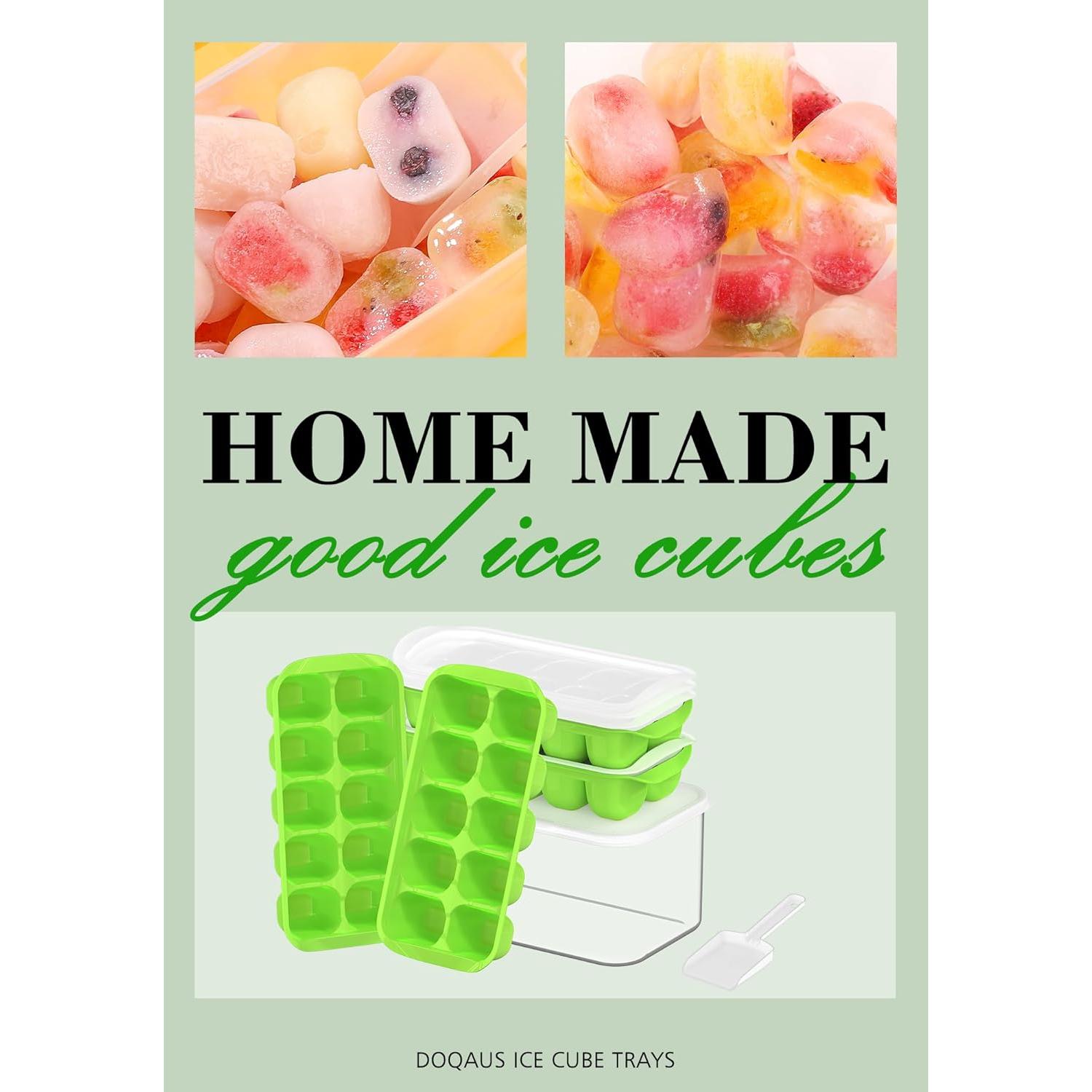 Bandeja de Hielo DOQAUS con Tapa y Contenedor - 4 Piezas